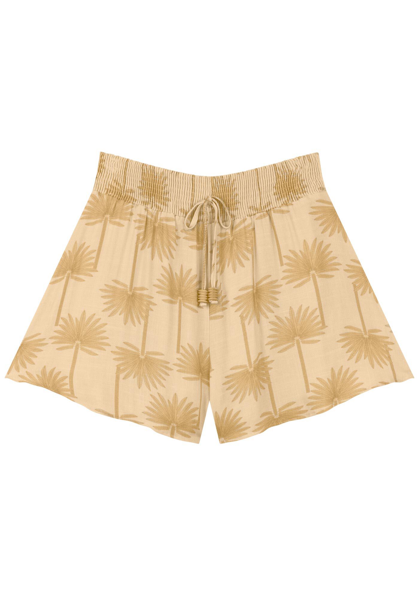 Shorts Estampado De Cintura Alta Em Viscose, MINI PIACAVA BEGE, large.