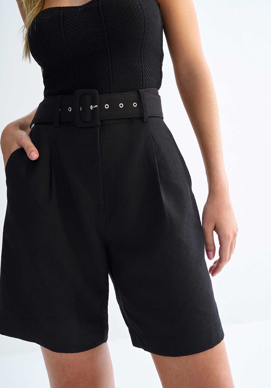 Shorts Cintura Alta Alfaiataria Alongado com Cinto, . Shorts Cintura Alta Alfaiataria Alongado com Cinto, , large.