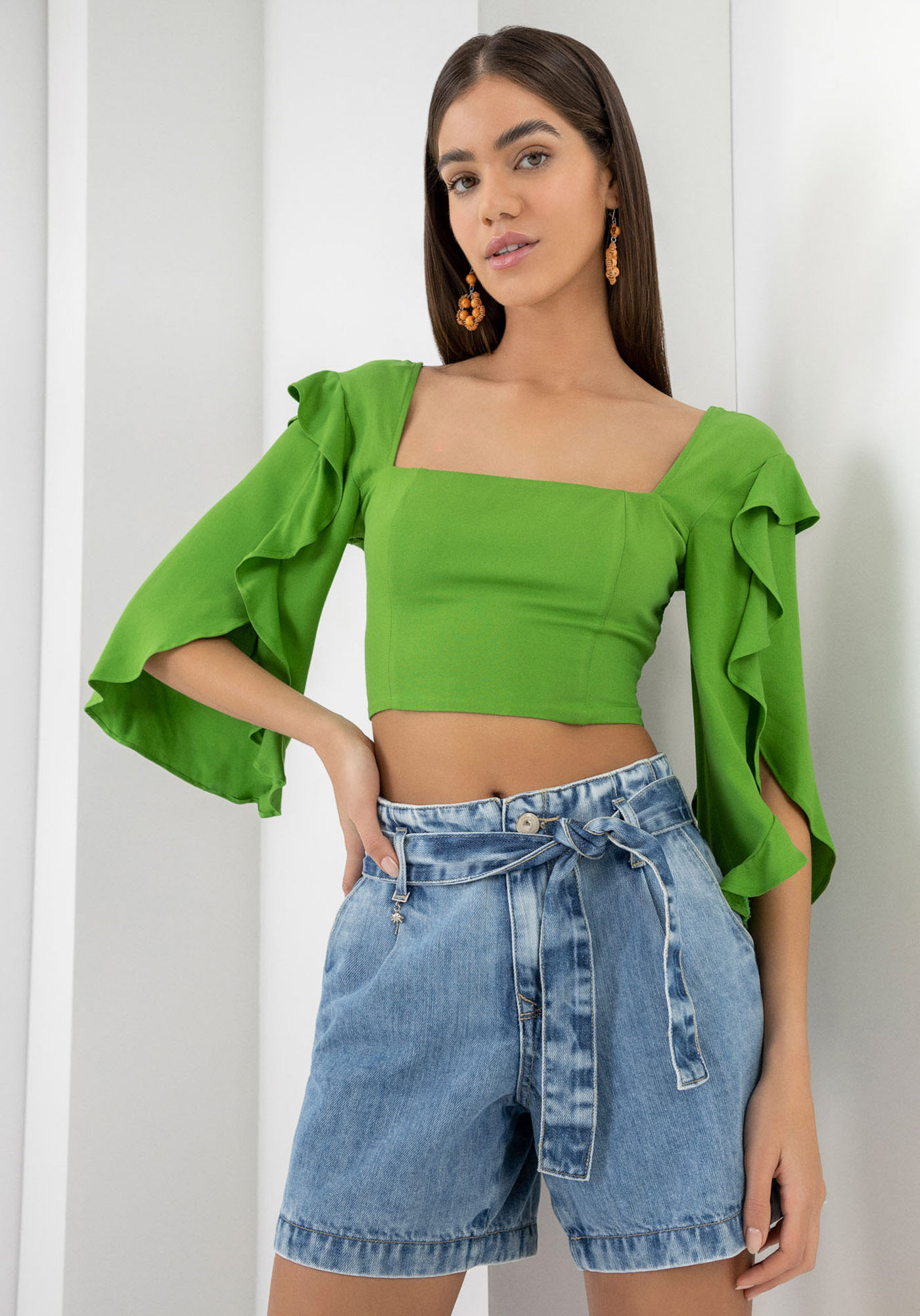 Bermuda Jeans Boyfriend com Cinto, , large.