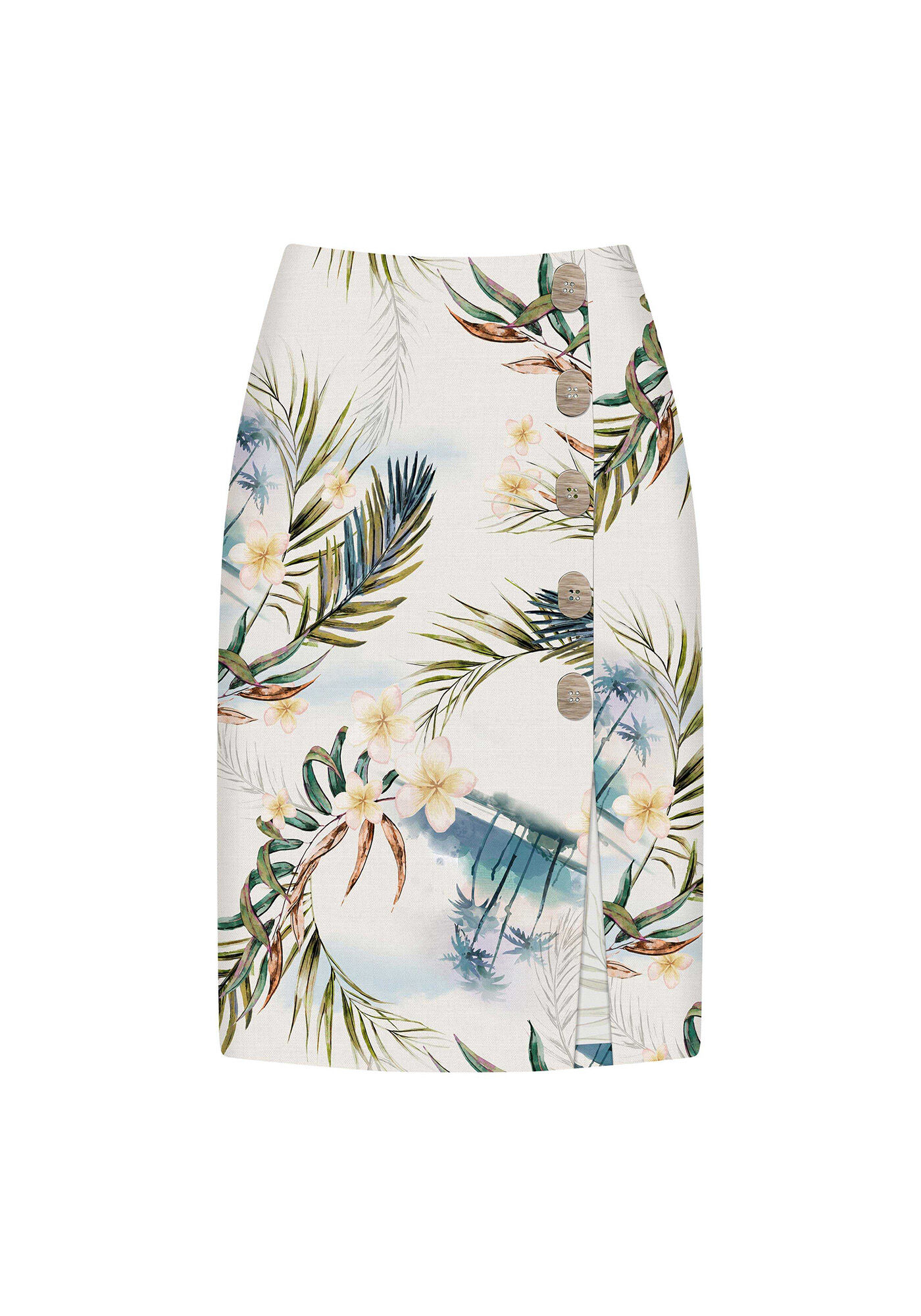 Saia M&iacute;di Linho Estampa Keeling, , large.