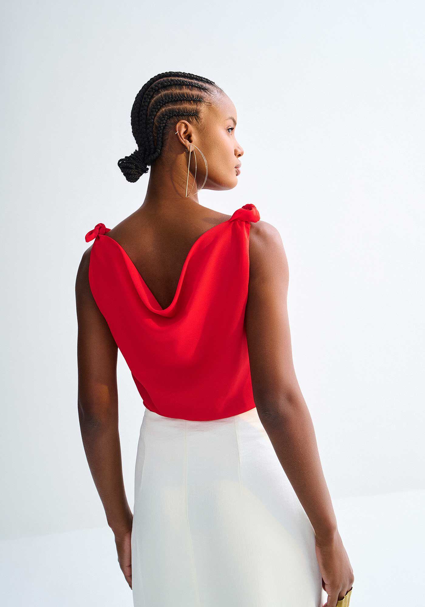 Blusa em Chiffon com Amarra&ccedil;&atilde;o Al&ccedil;as, , large.