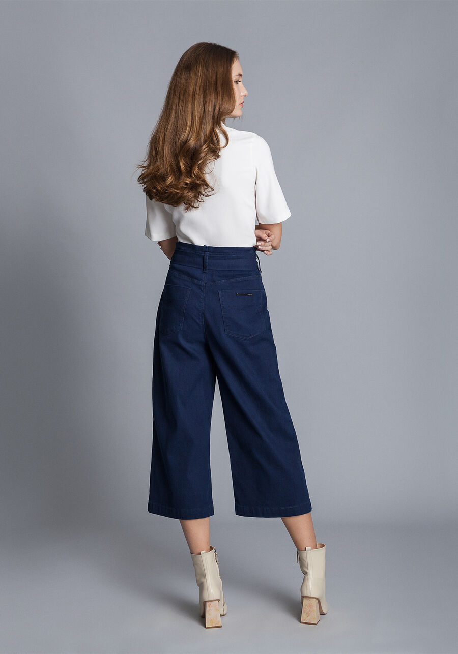 Calça Jeans Pantacourt com Cinto, . Calça Jeans Pantacourt com Cinto, , large.