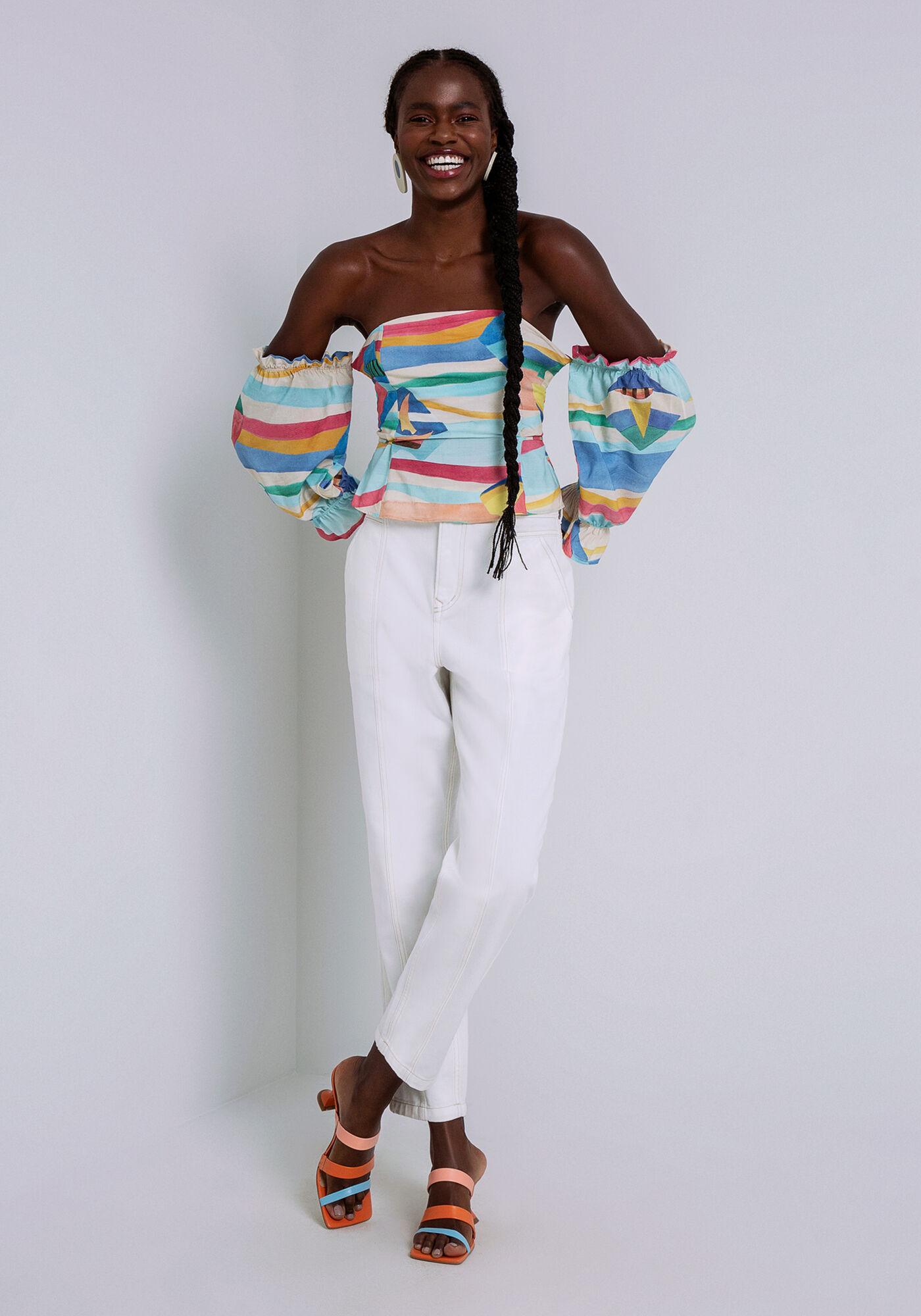 Blusa Ombro a Ombro 3/4 em Viscose, , large.