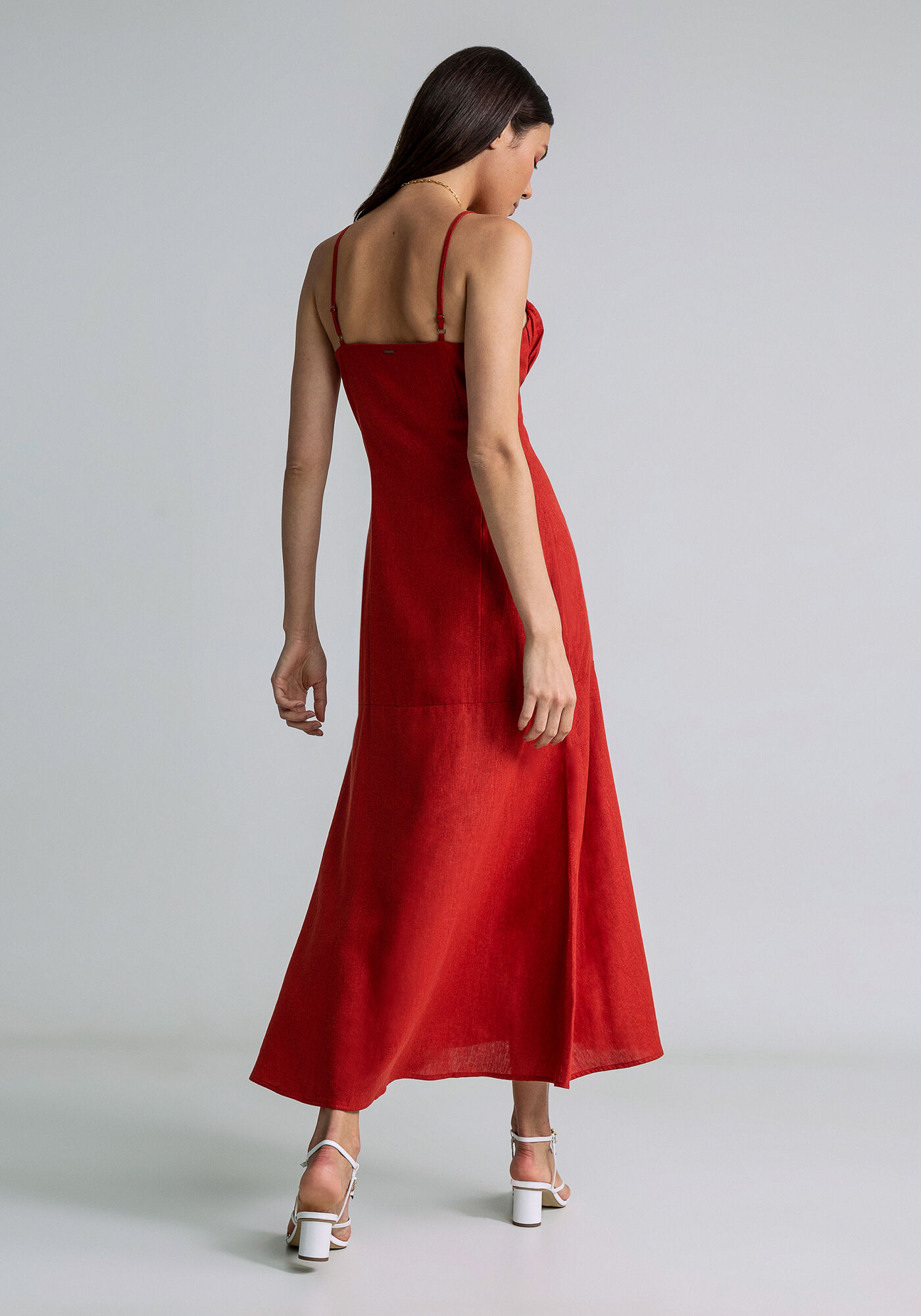 Vestido de linho hotsell vermelho