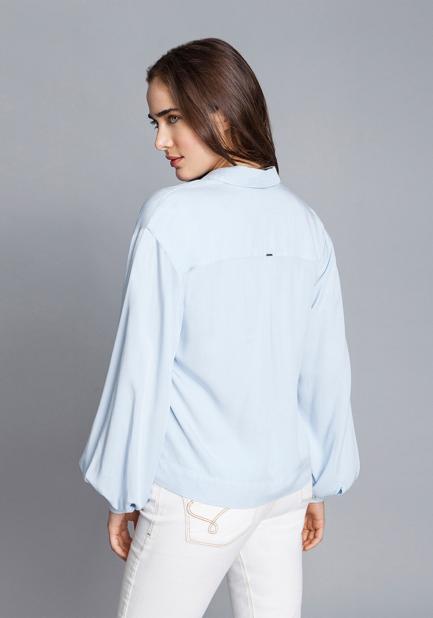 Camisa Manga Longa Bufante Azul Nuvem, , large.