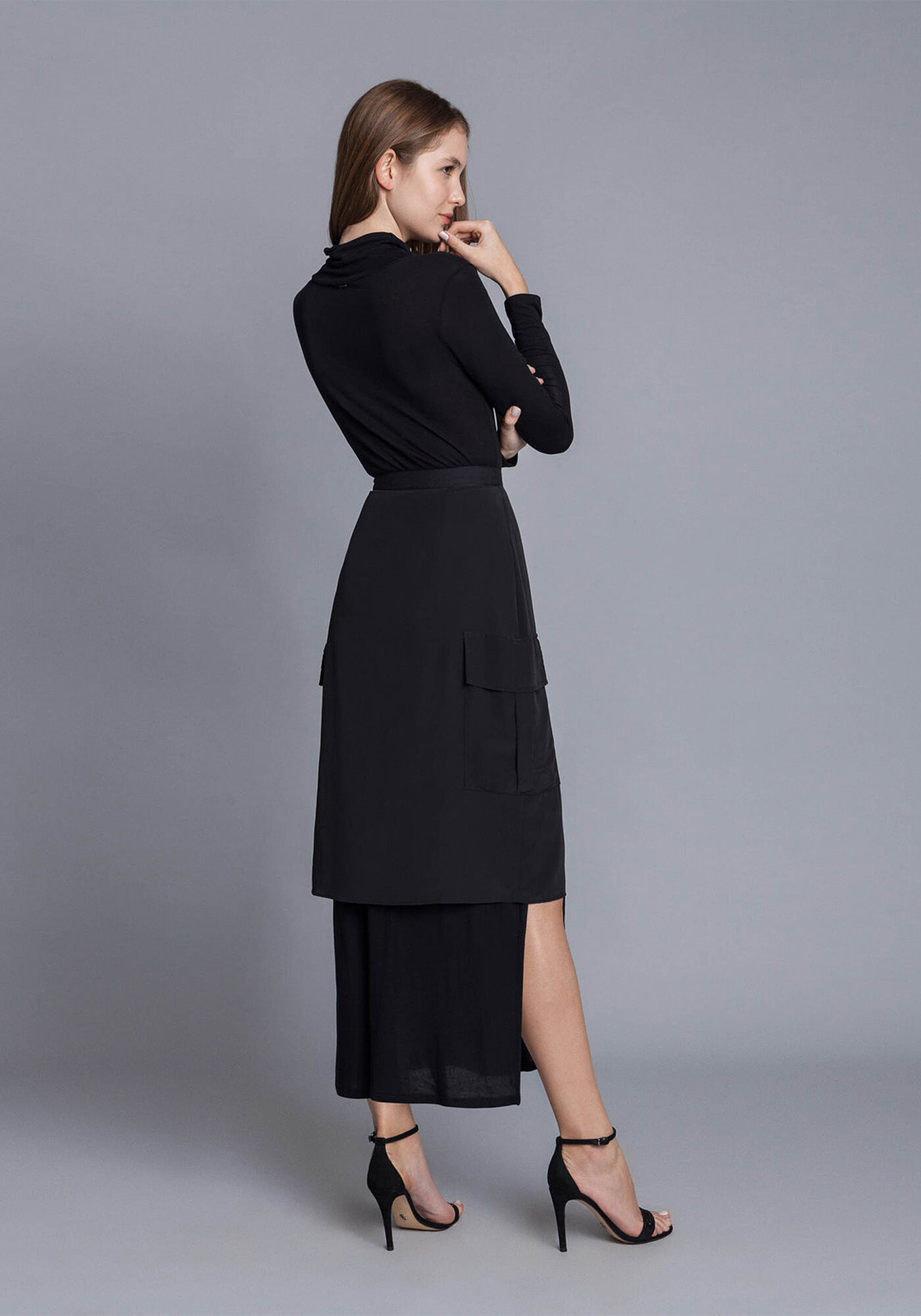 Vestido M&iacute;di Sobreposi&ccedil;&atilde;o Saia, , large.