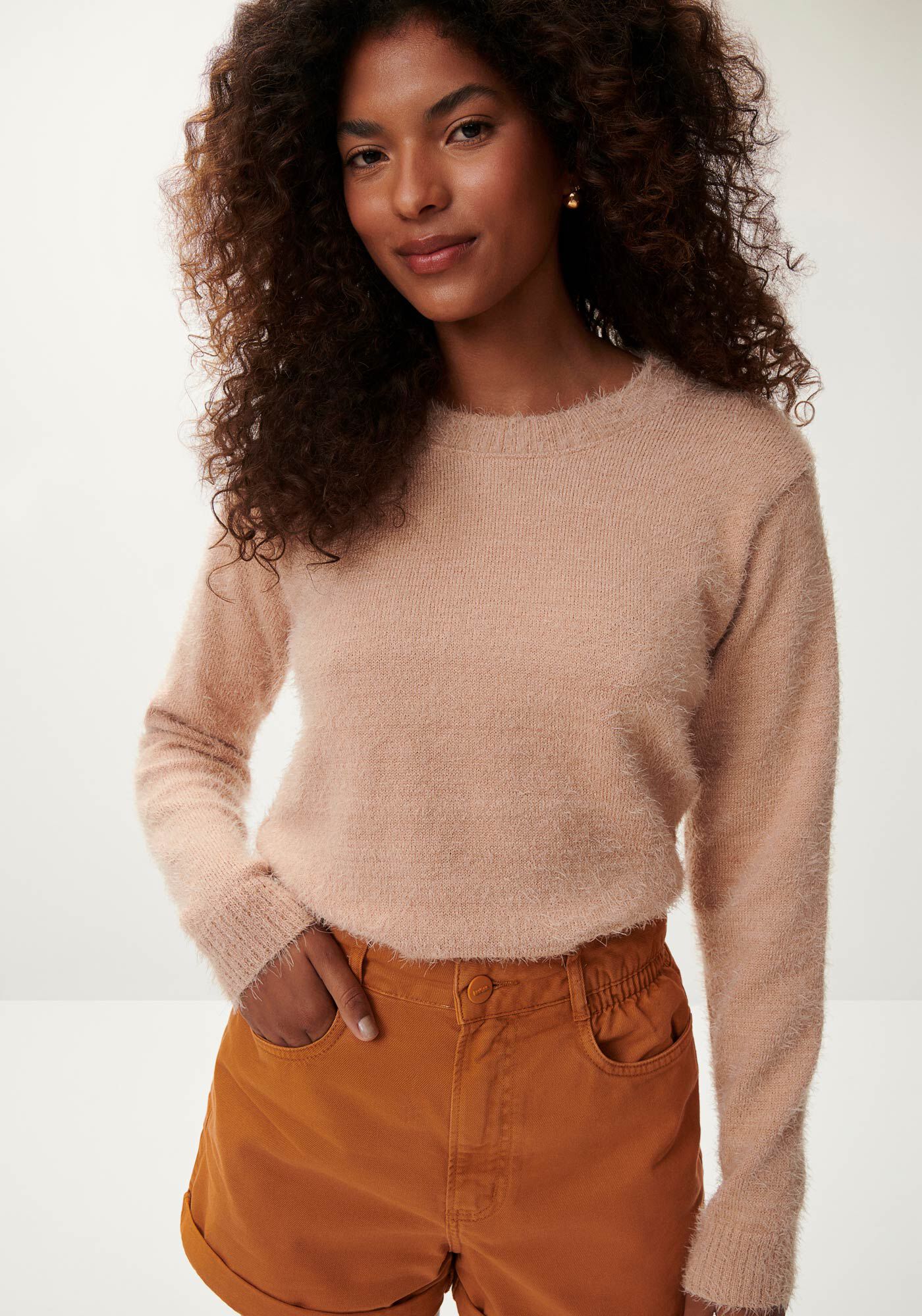 Blus&atilde;o Manga Longa em Tric&ocirc; Peluciado, , large.