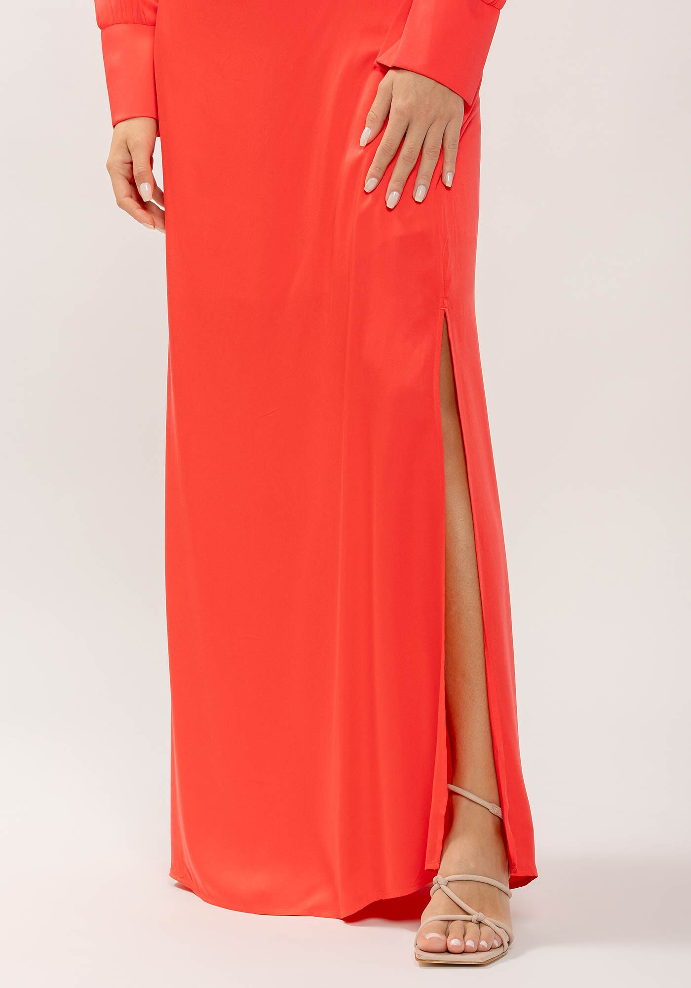 Saia Longa Reta Slim com Fenda, , large.