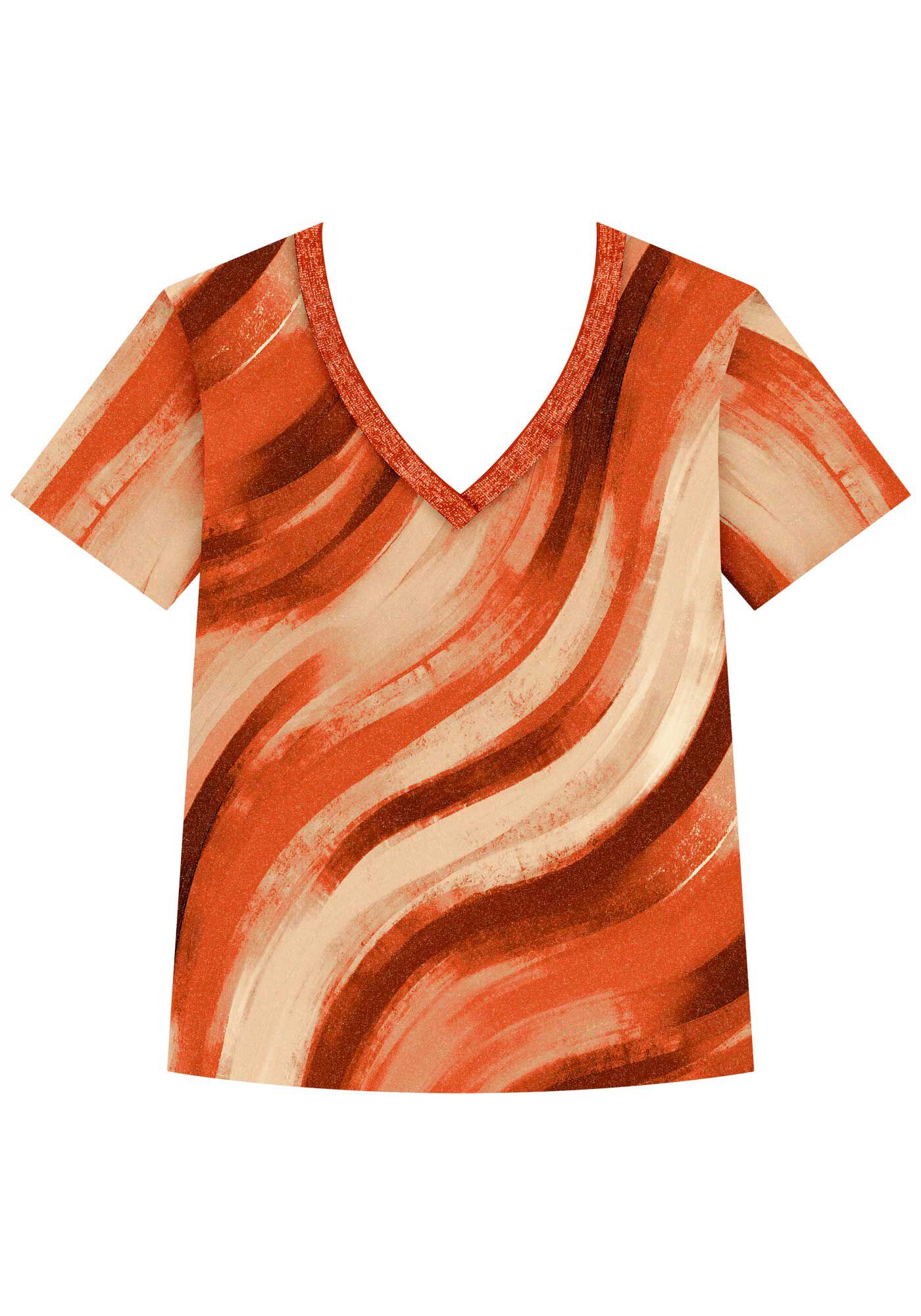 Blusa Estampada Com Mangas Curtas Em Malha De Viscose, , large.