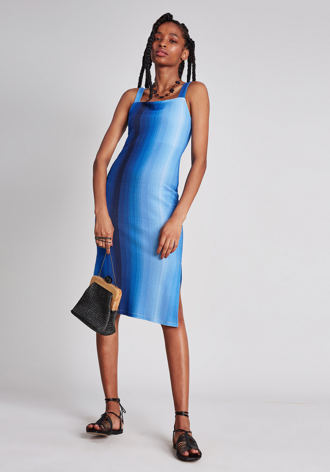 Vestido M&iacute;di Justo Fenda Estampa, , large.