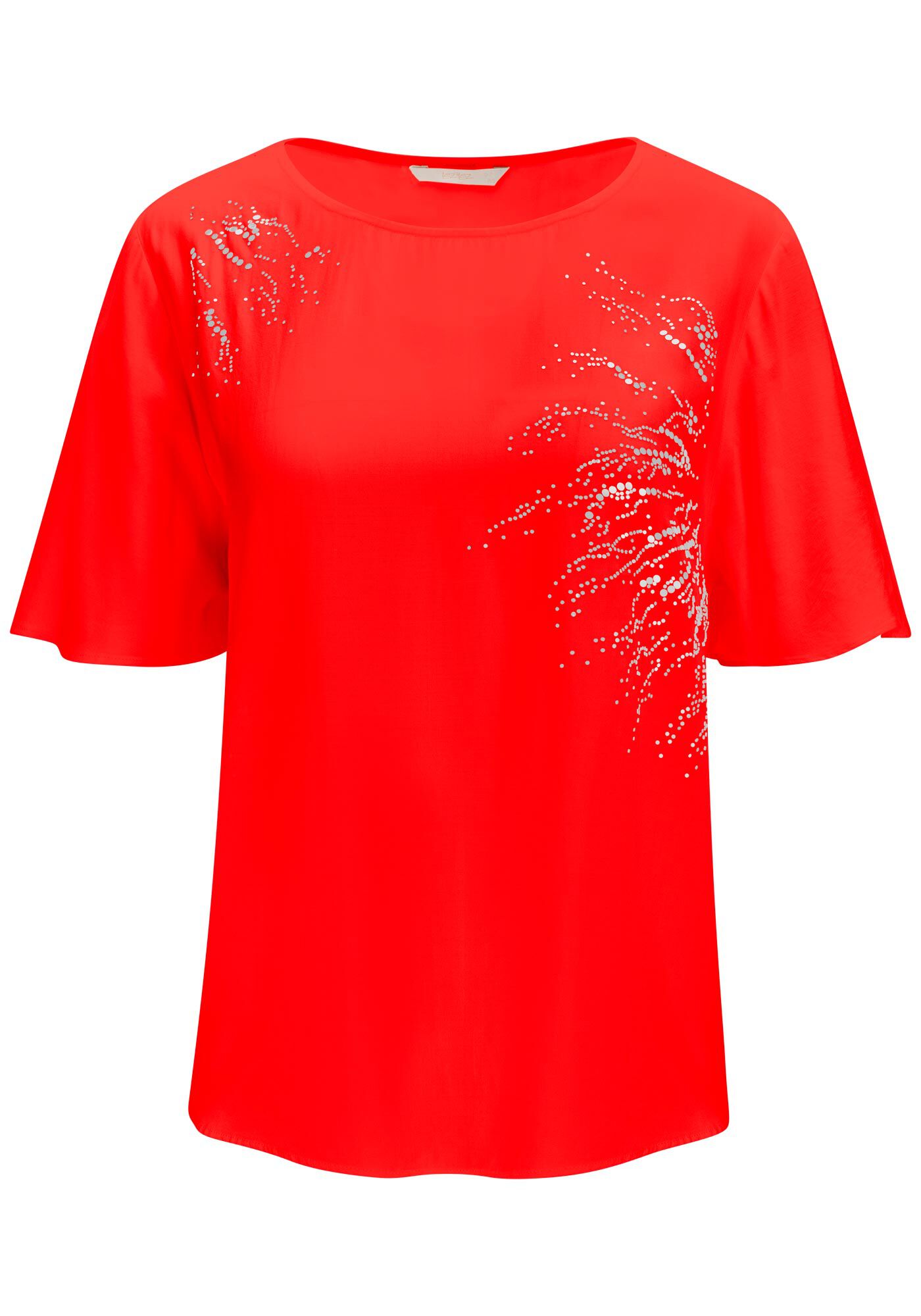 Blusal Manga Curta em Viscose com Paet&ecirc;s, VERMELHO REDDISH, large.