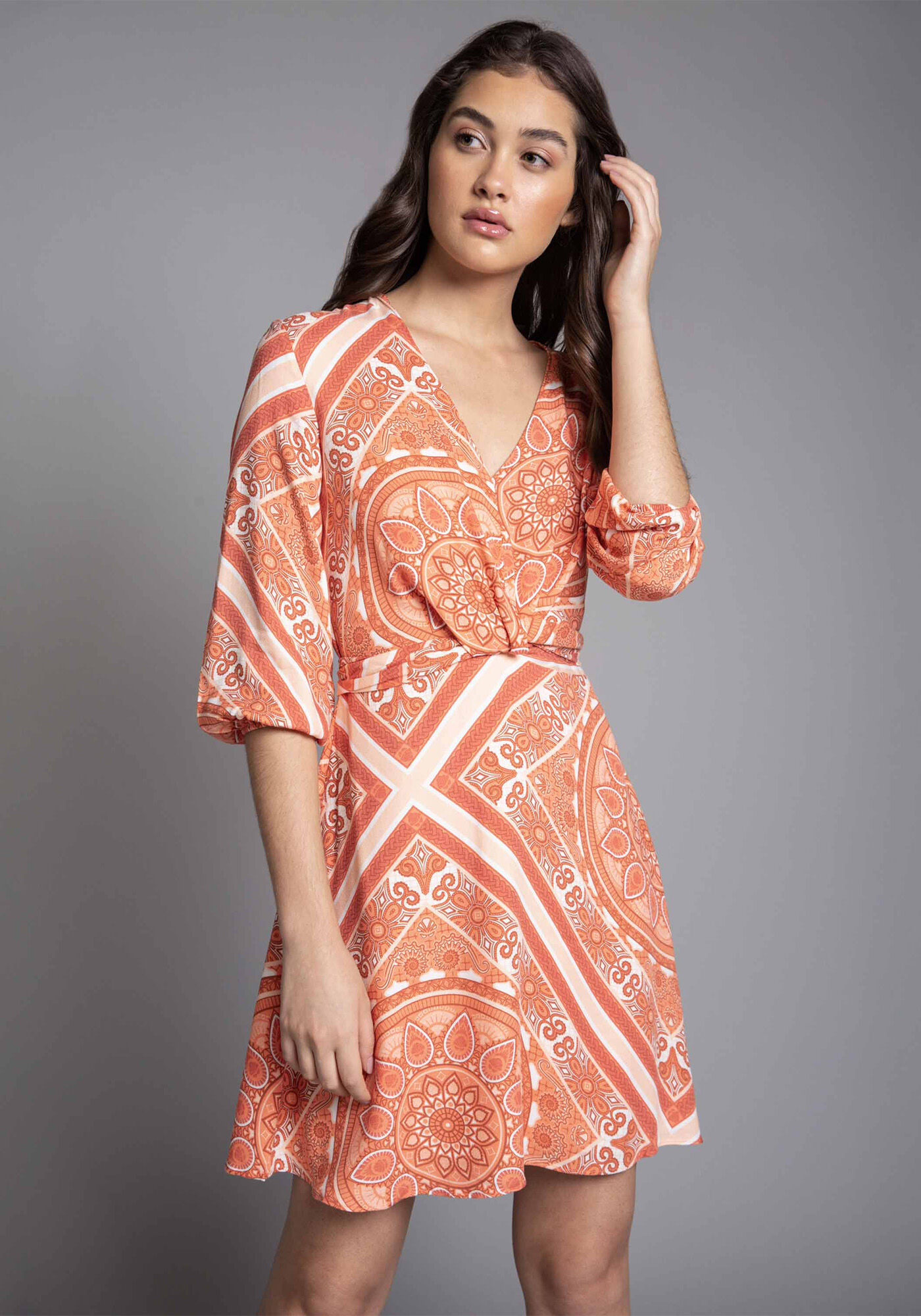 Vestido Manga 3/4 Transpasse, , large.