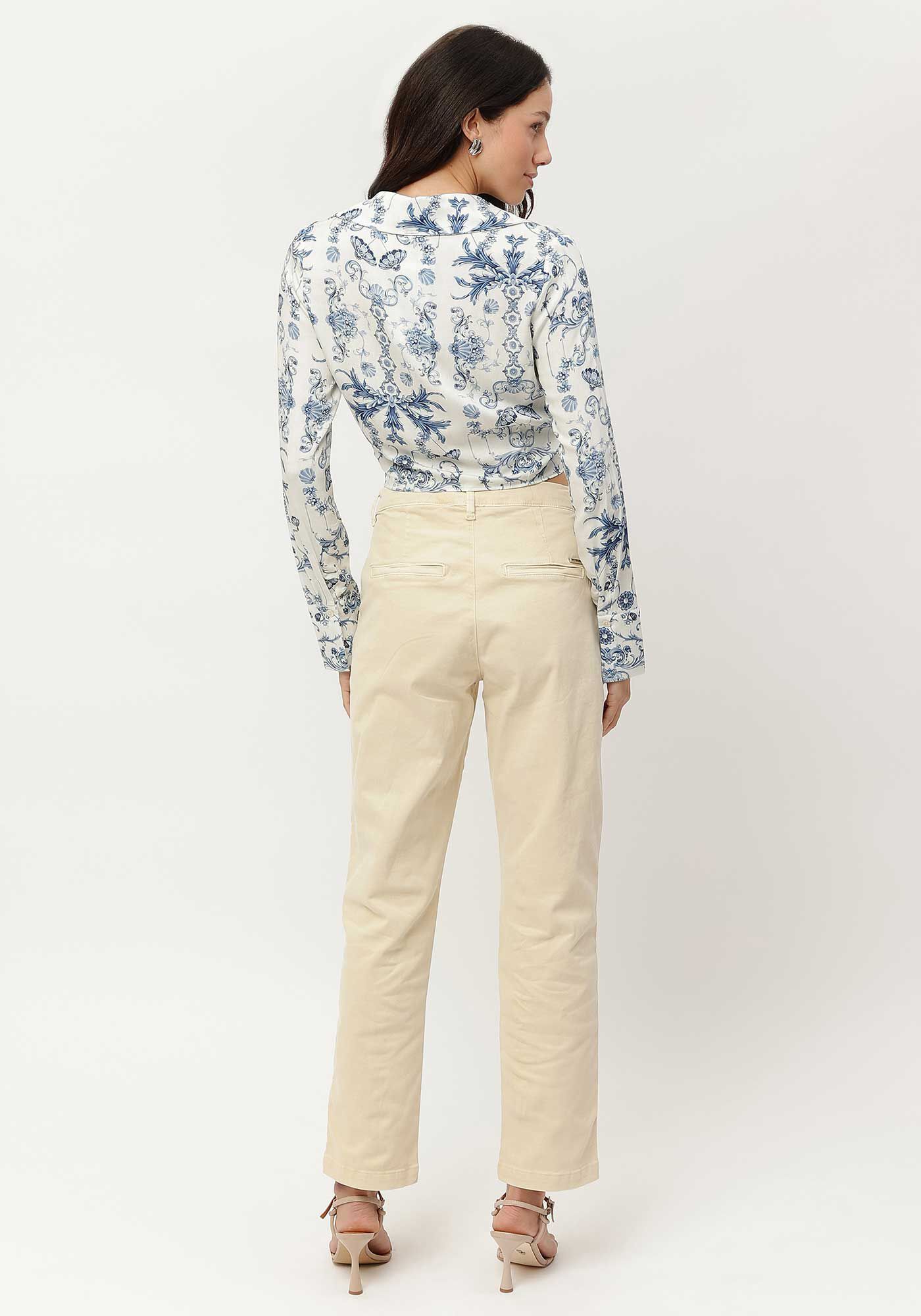 Camisa Cropped Estampada com Franzido, , large.