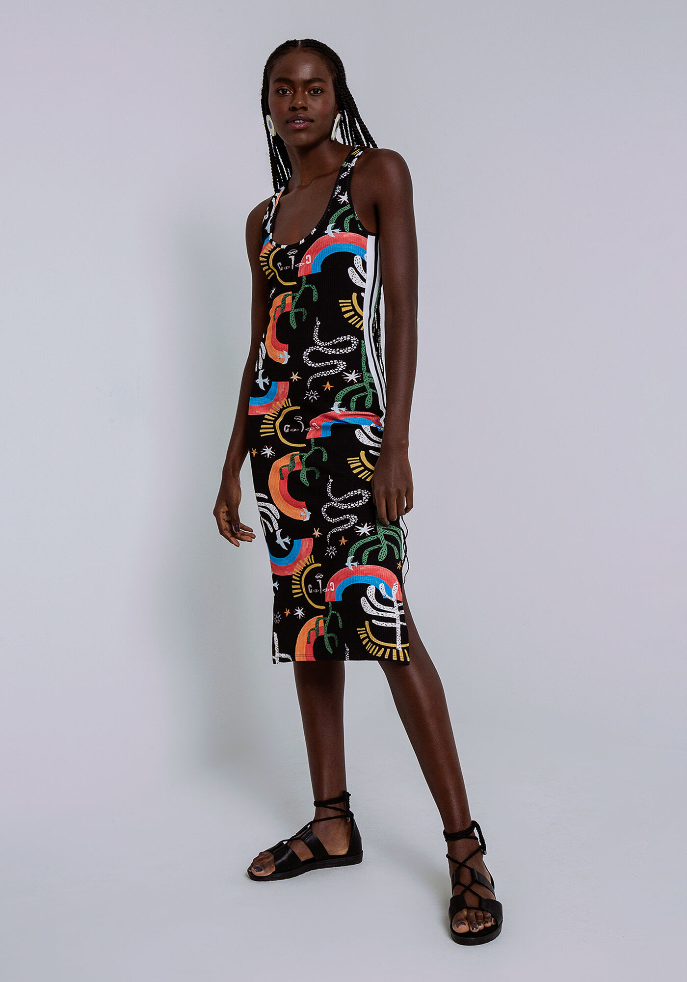 Vestido Midi Canelado com Retil&iacute;nea, IMAGINARIO, large.