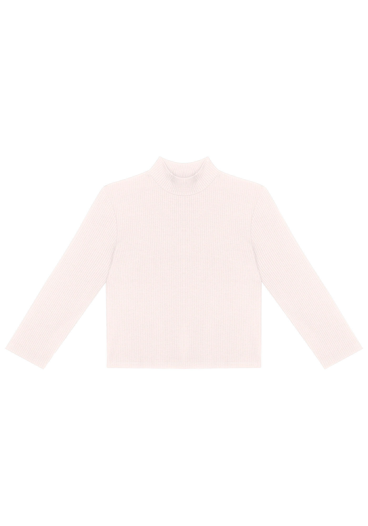 Blusa Manga 3/4 Cropped Canelada com Gola Alta, , large.