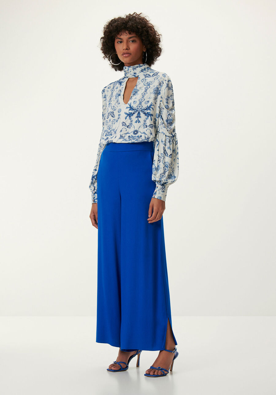 Blusa Manga Longa Estampada com Laço Gola, . Blusa Manga Longa Estampada com Laço Gola, , large.