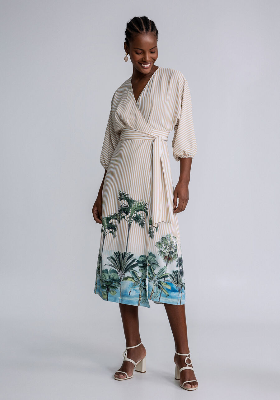 Vestido Midi Transpassado Estampado, GUARDA SOL. Vestido Midi Transpassado Estampado, GUARDA SOL, large.