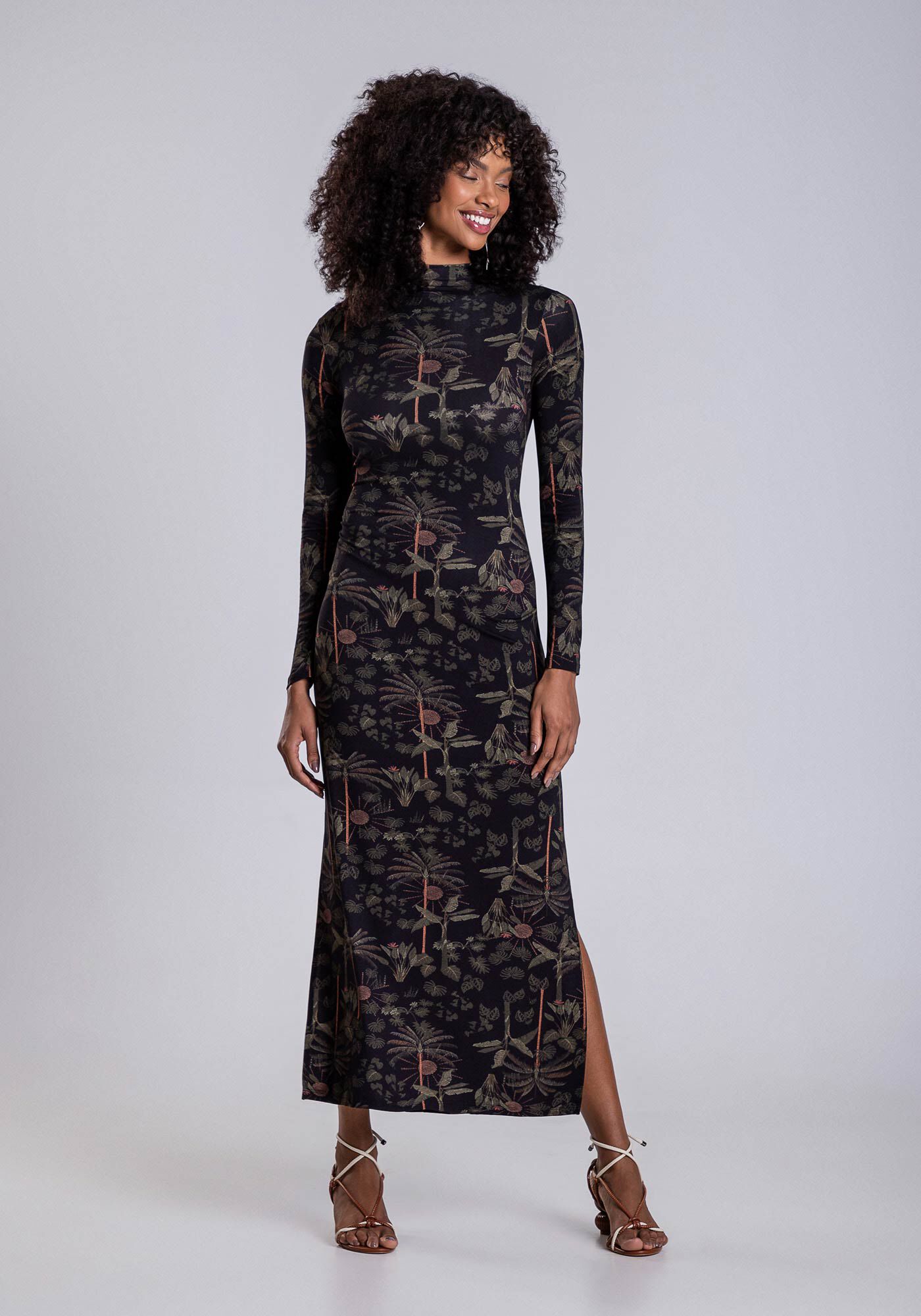 Vestido Midi em Malha com Amarra&ccedil;&atilde;o Cintura, SONHO TROPICAL, large.