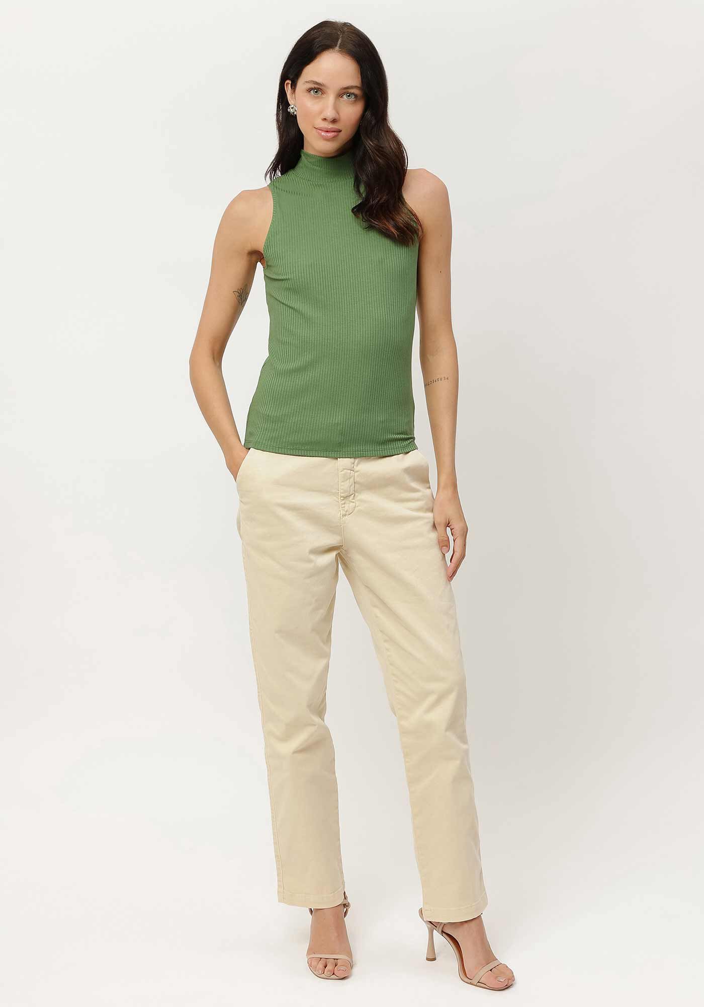 Regata Canelada com Gola Alta, , large.