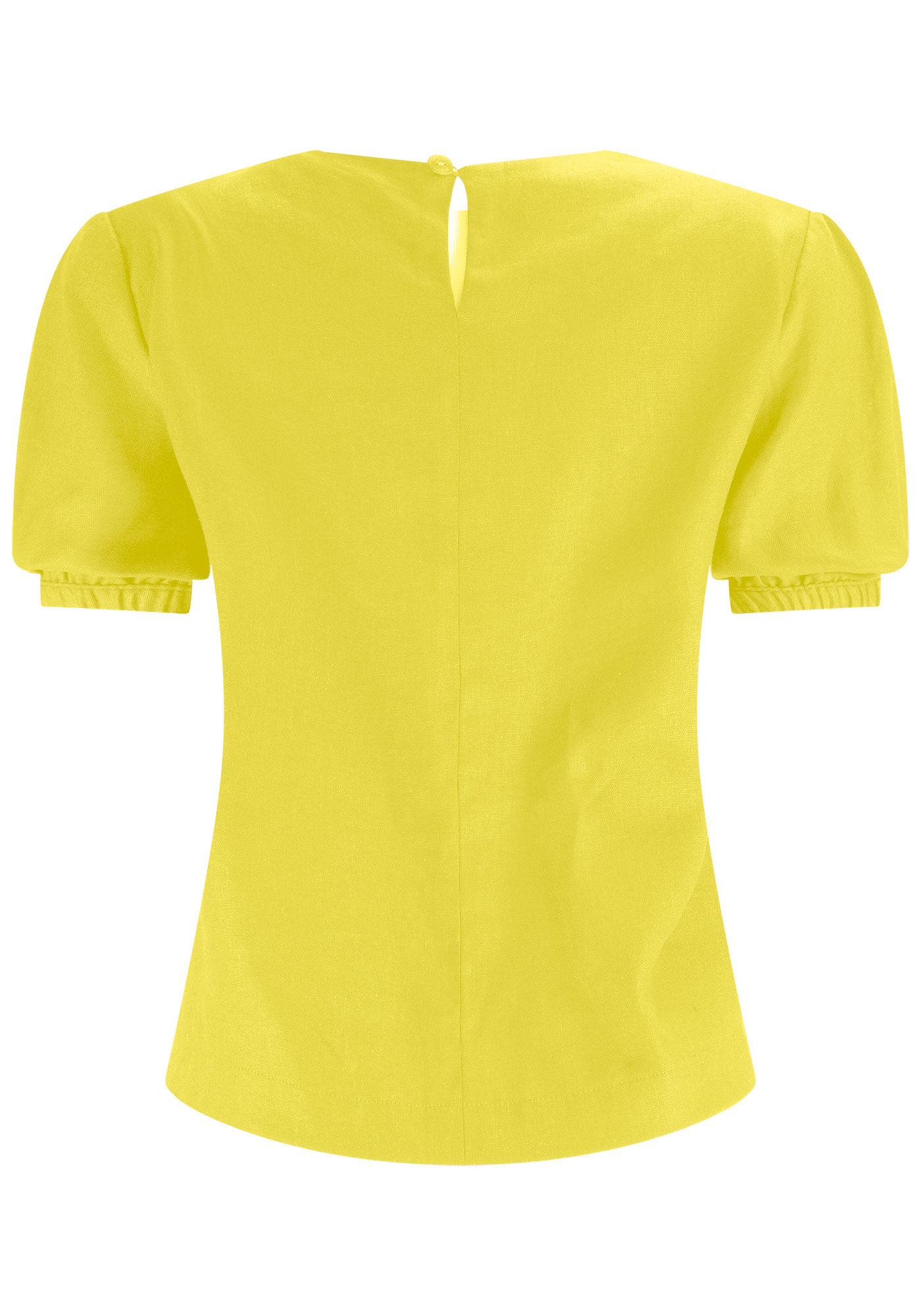 Blusa Manga Curta em Linho com Cut Out Decote, , large.