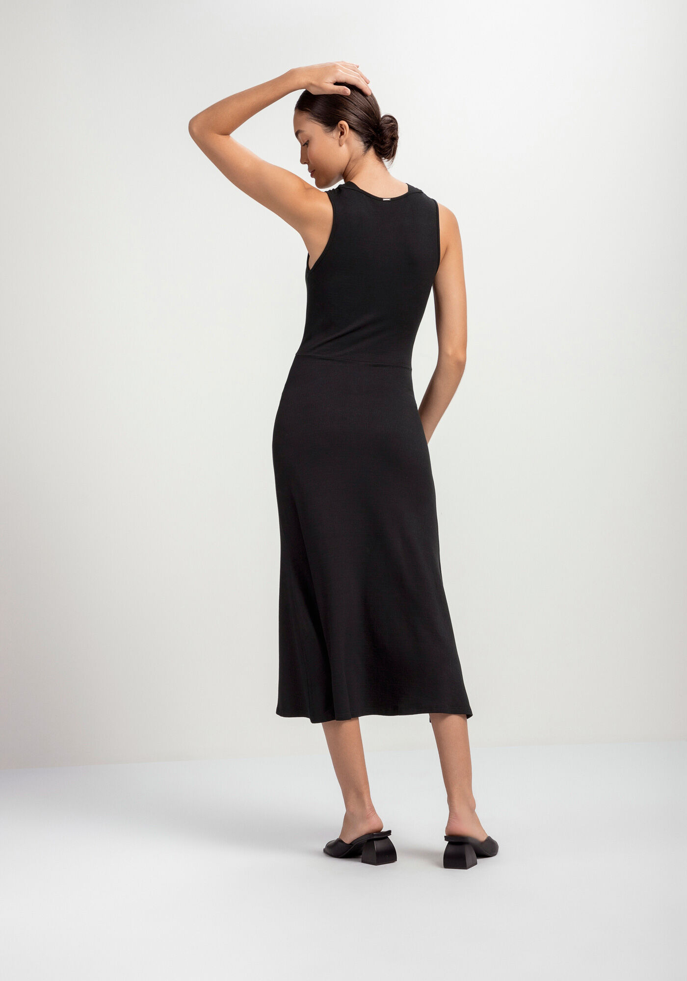 Vestido Midi em Malha com Franzido Decote, , large.