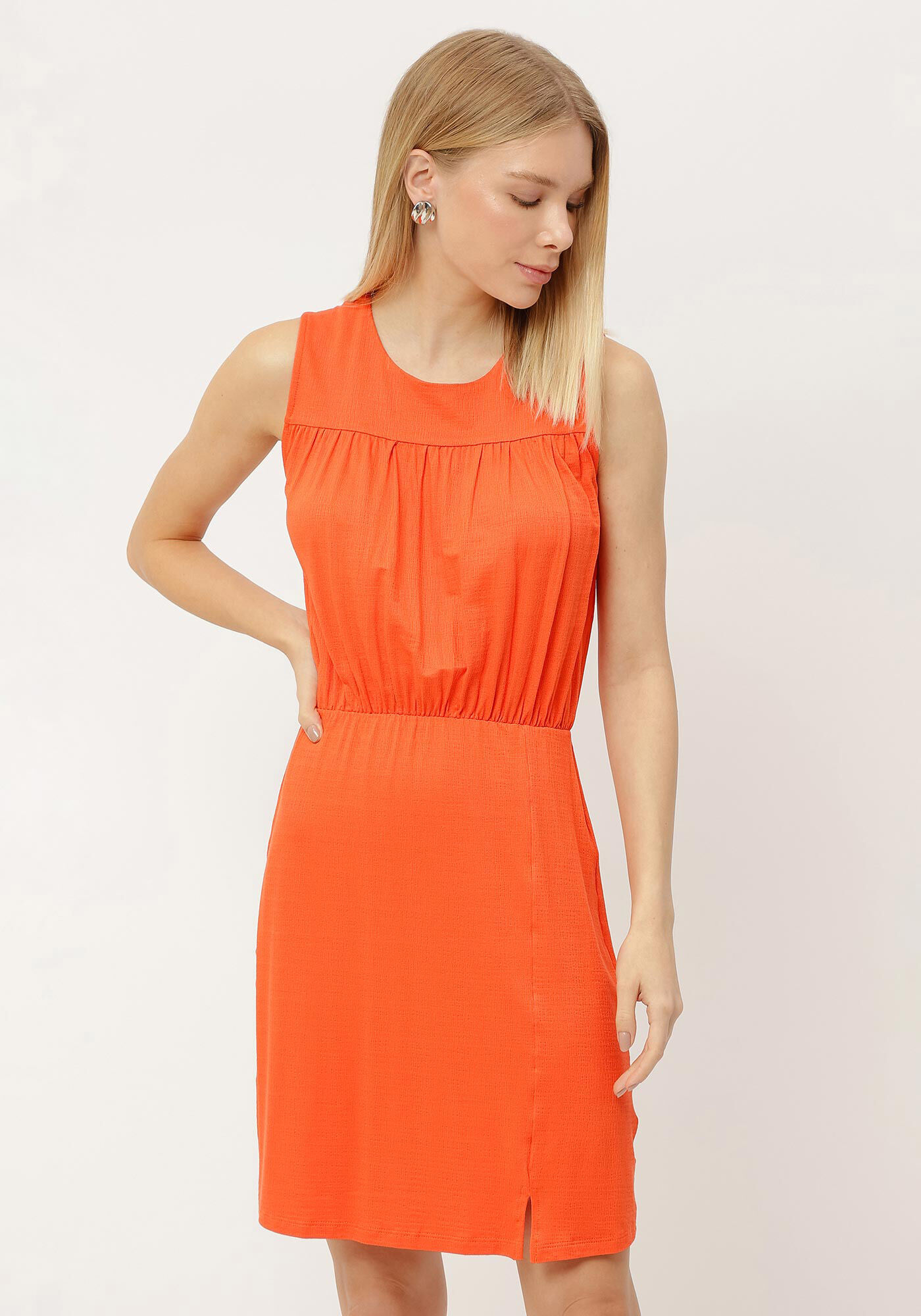 Vestido Curto em Malha Texturizada com Franzido, , large.