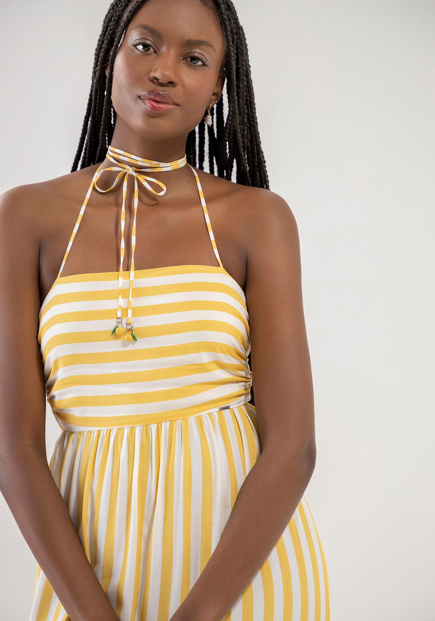 Vestido Midi Estampado com Al&ccedil;as e Amarra&ccedil;&atilde;o, , large.