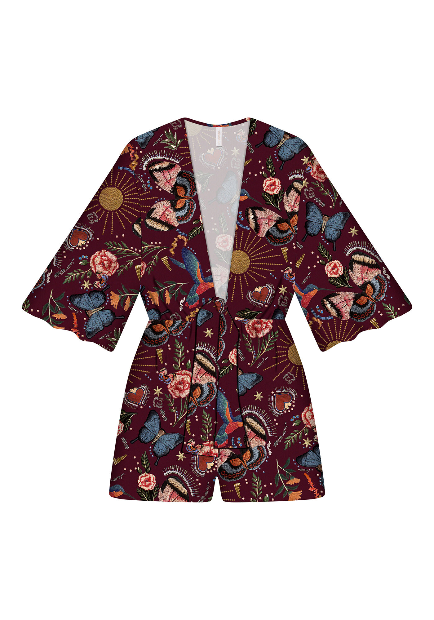 Macac&atilde;o Curto La&ccedil;o Estampada, JARDIM BORDADO, large.