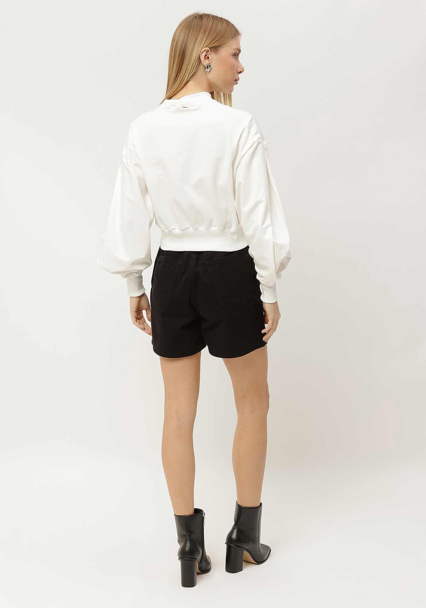 Blus&atilde;o Cropped em Molecotton com Bordado Lez a Lez, , large.