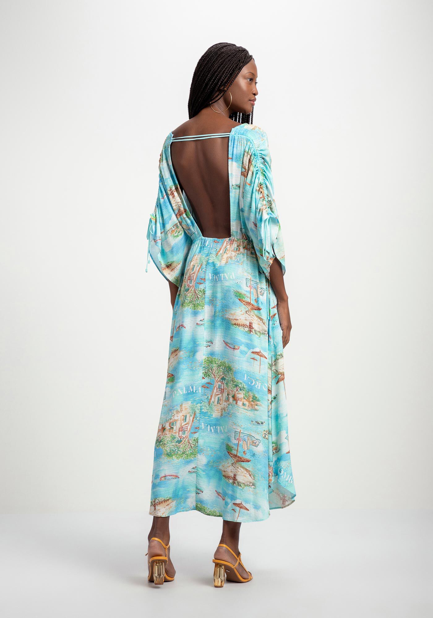 Vestido Midi em Viscose com Decote Profundo, , large.