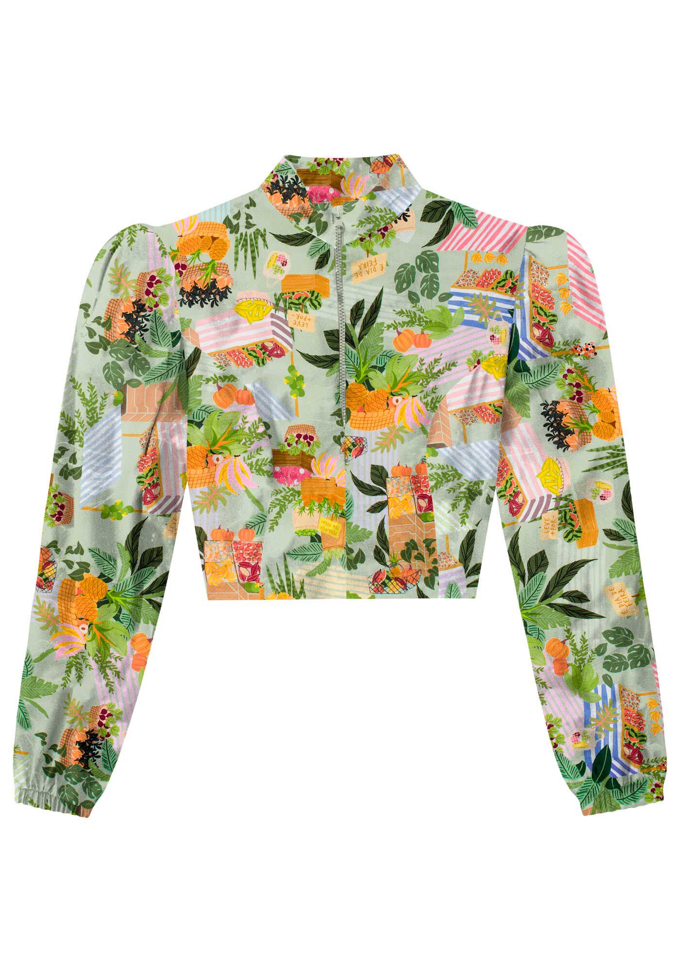 Blusa Manga Longa Cropped com Zíper | Lez a Lez