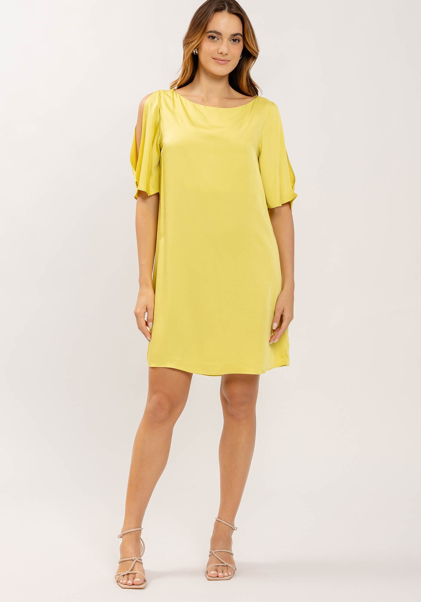 Vestido Curto Reto com Manga Curta, , large.