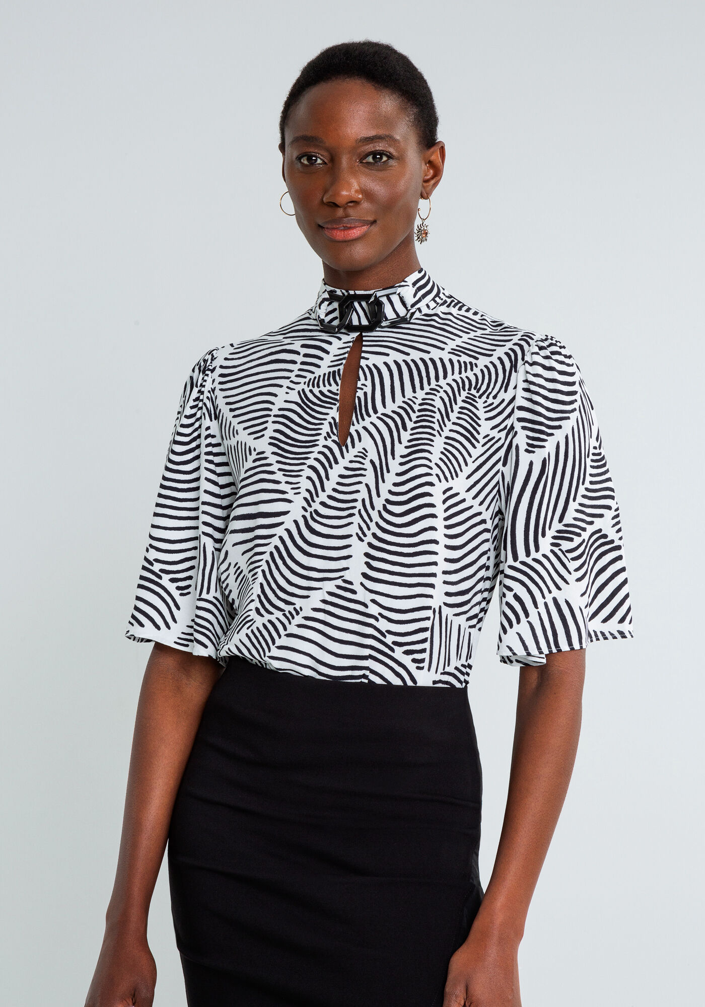 Blusa Corrente Gola Alta Estampa, REFLEXOS, large.