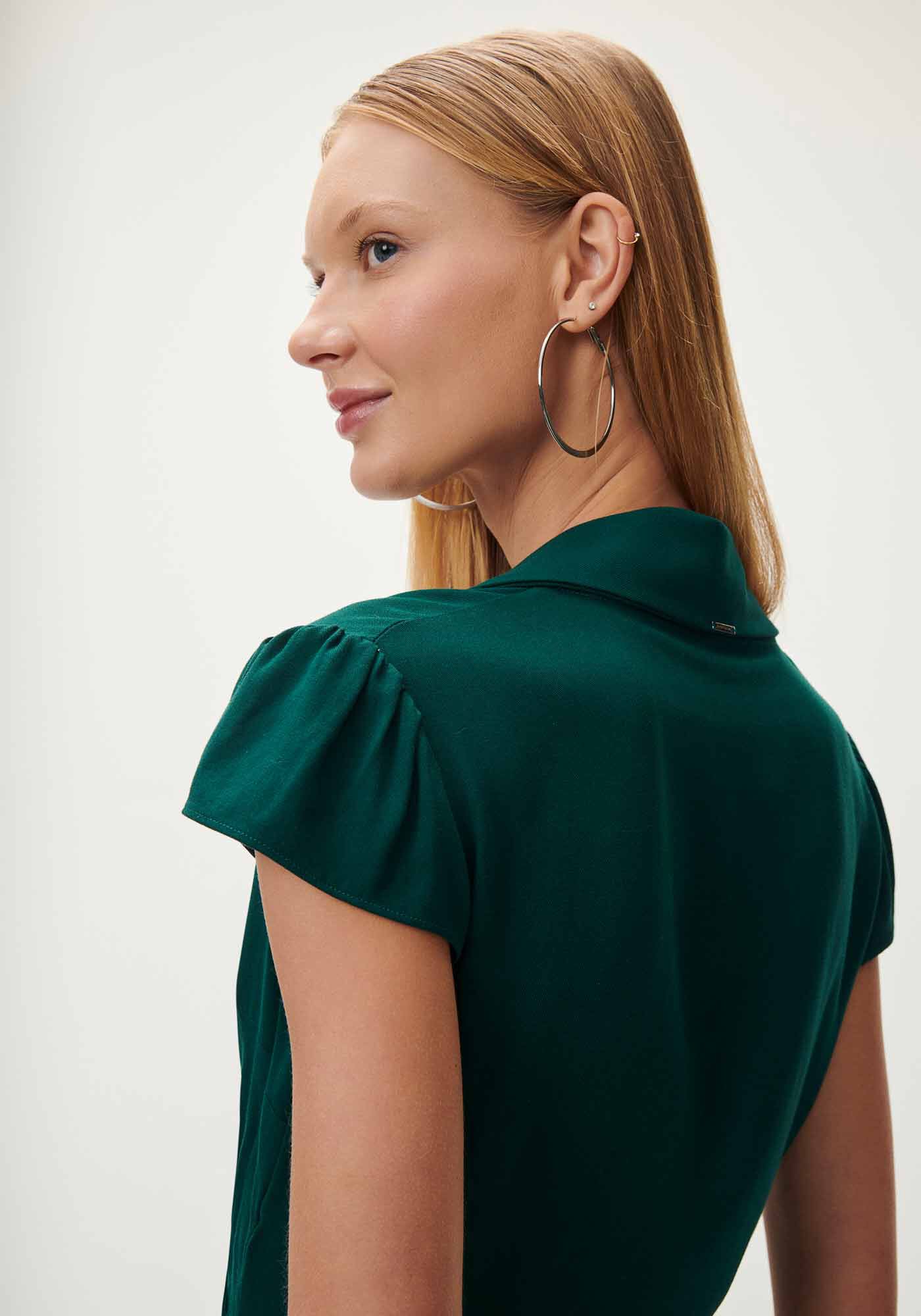 Blusa Transpassada em Viscose com Gola, , large.