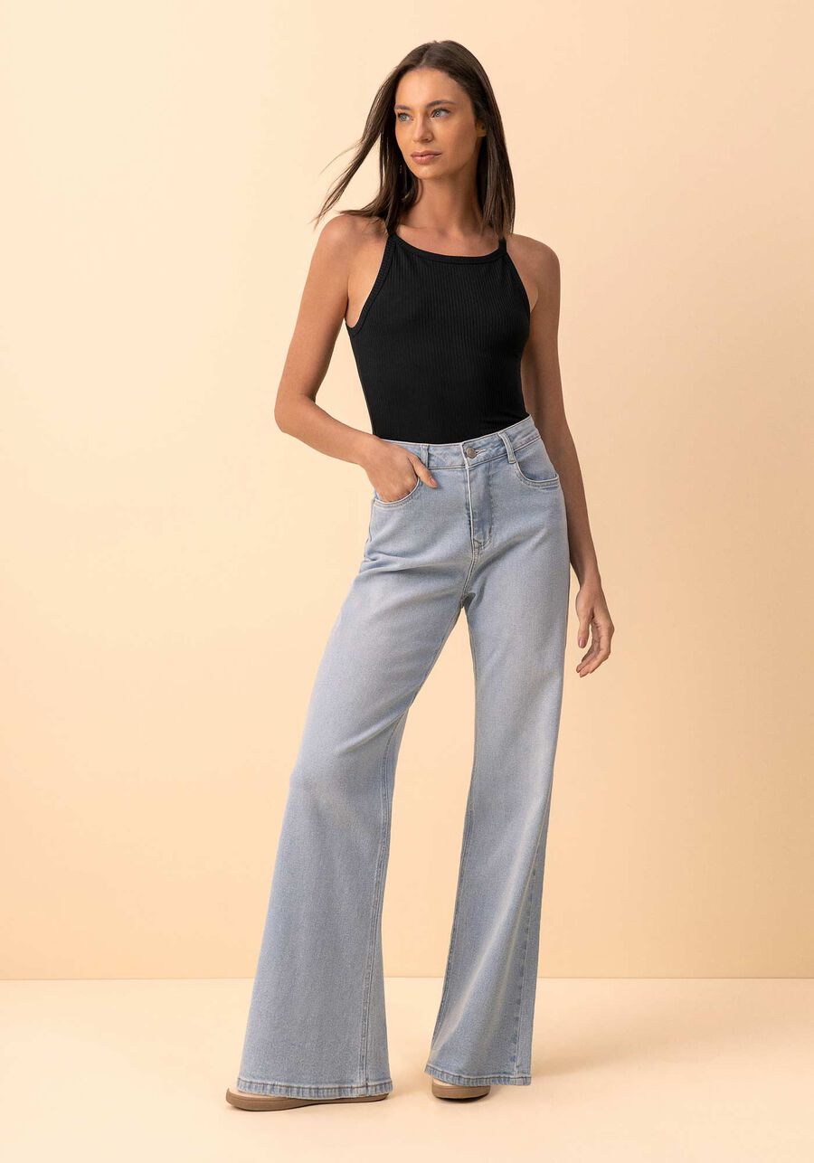 Blusa Regata De Alças Finas Em Malha Canelada Modal, PRETO. Blusa Regata De Alças Finas Em Malha Canelada Modal, PRETO, large.