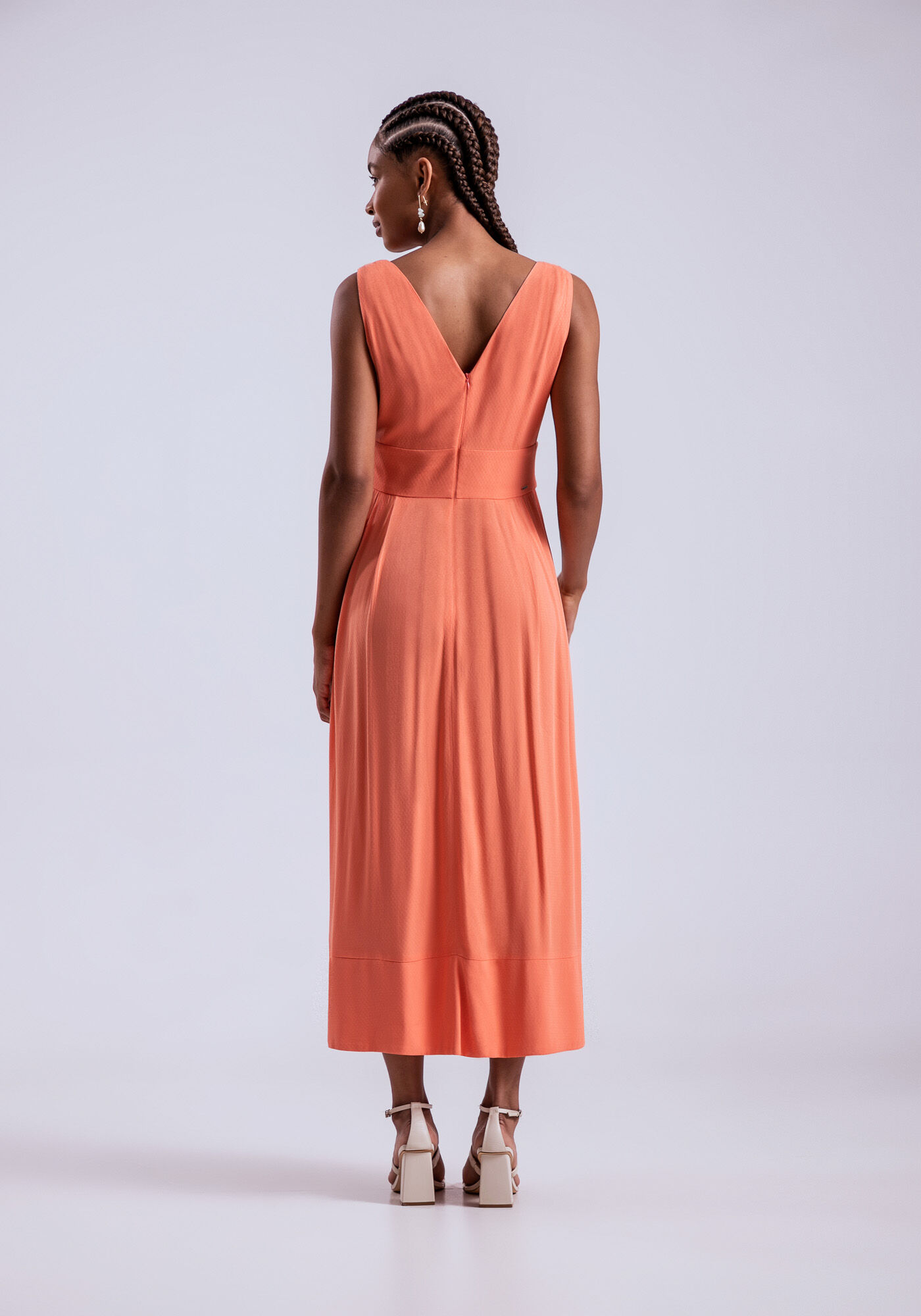 Vestido Midi Viscose com Recorte Busto, , large.