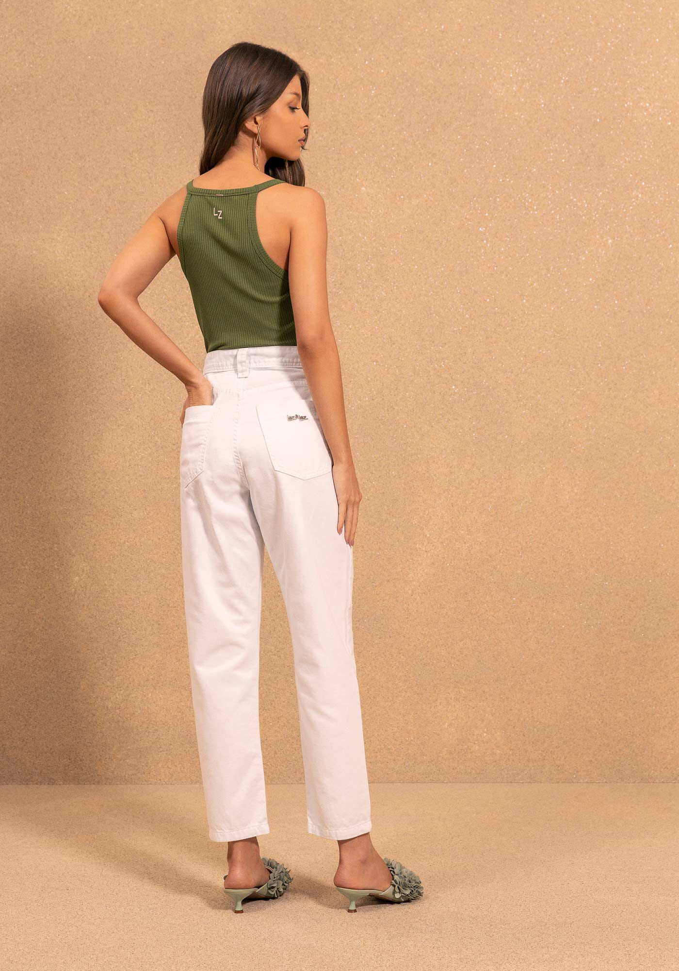 Blusa Regata De Al&ccedil;as Finas Em Malha Canelada Modal, VERDE FLORENA, large.