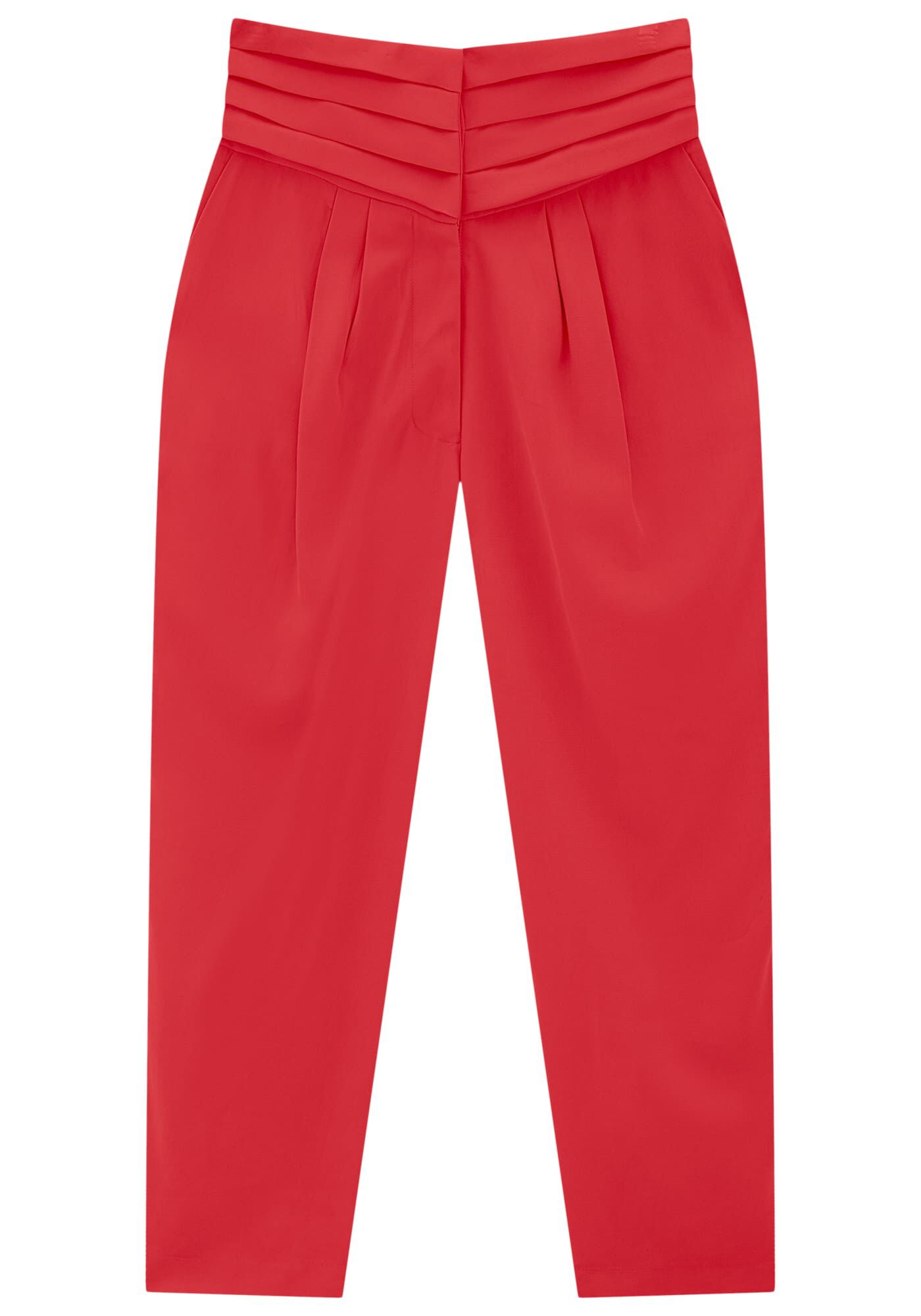 Cal&ccedil;a Reta em Tecido Plano com Pregas C&oacute;s, , large.