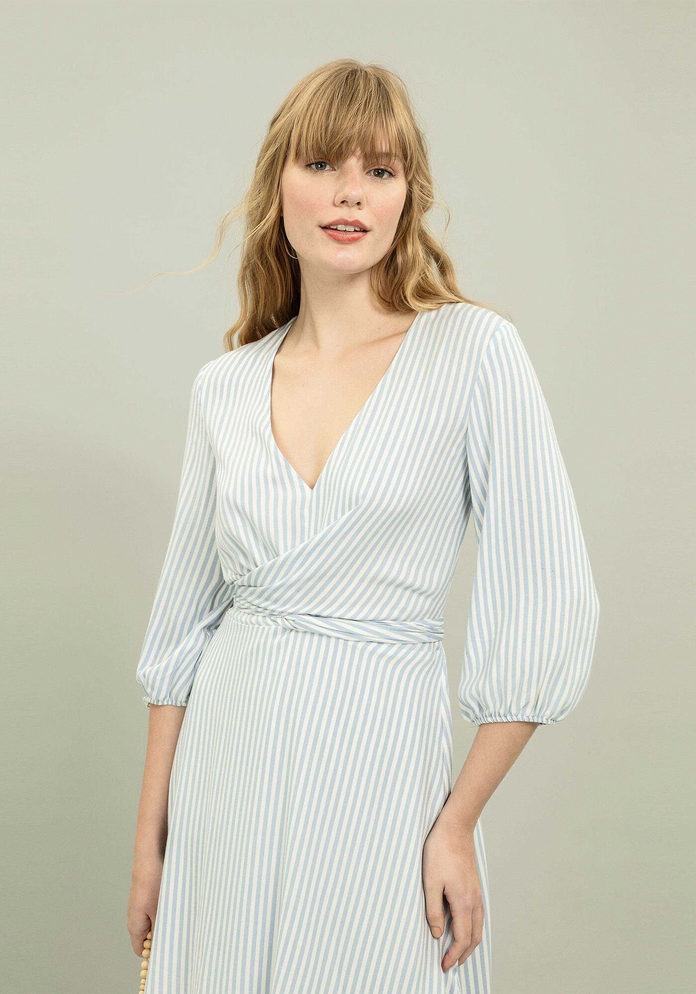 Vestido Manga 3/4 Transpasse, , large.