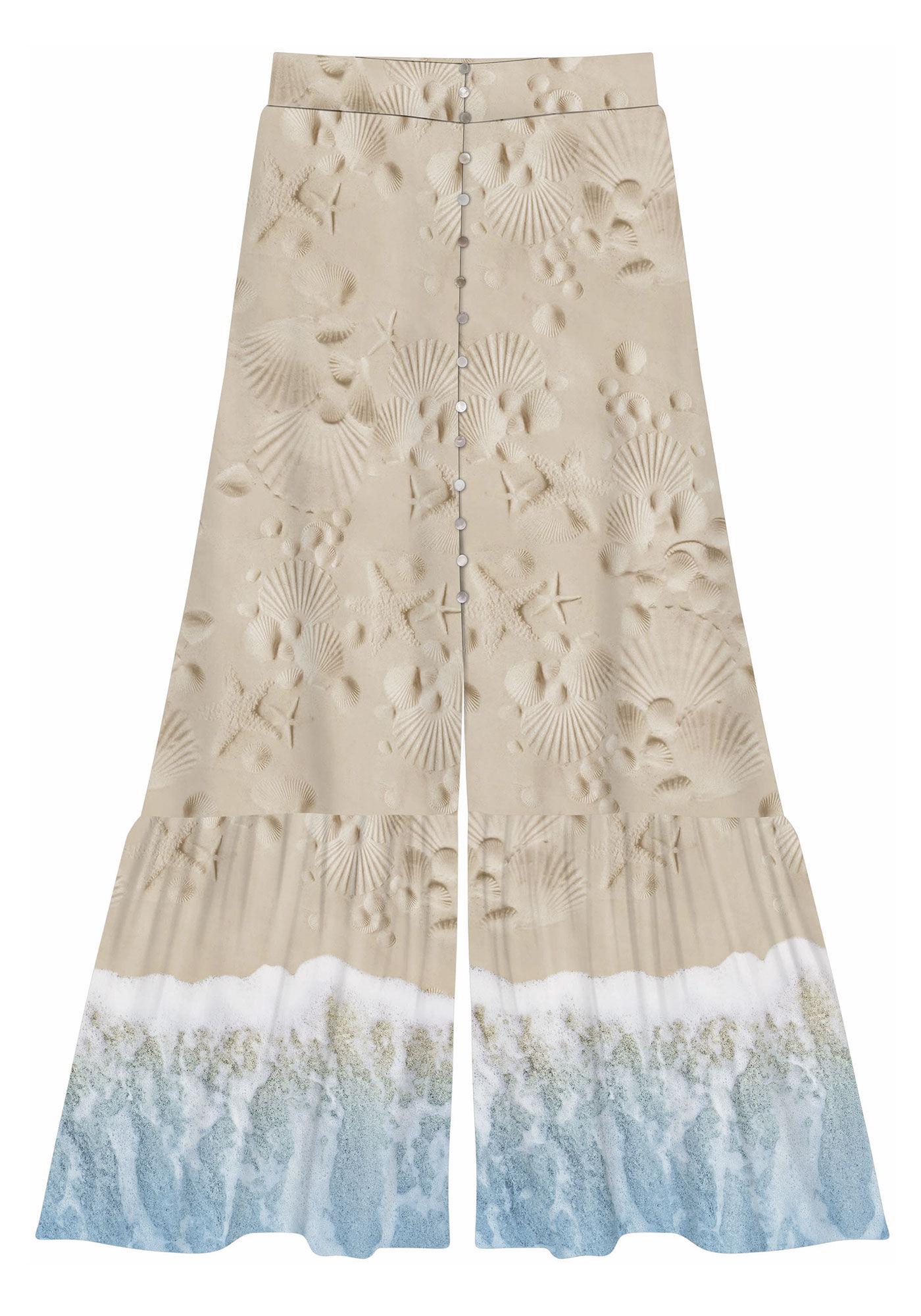 Saia Longa Estampada com Bot&otilde;es e M&aacute;xi Babado, , large.