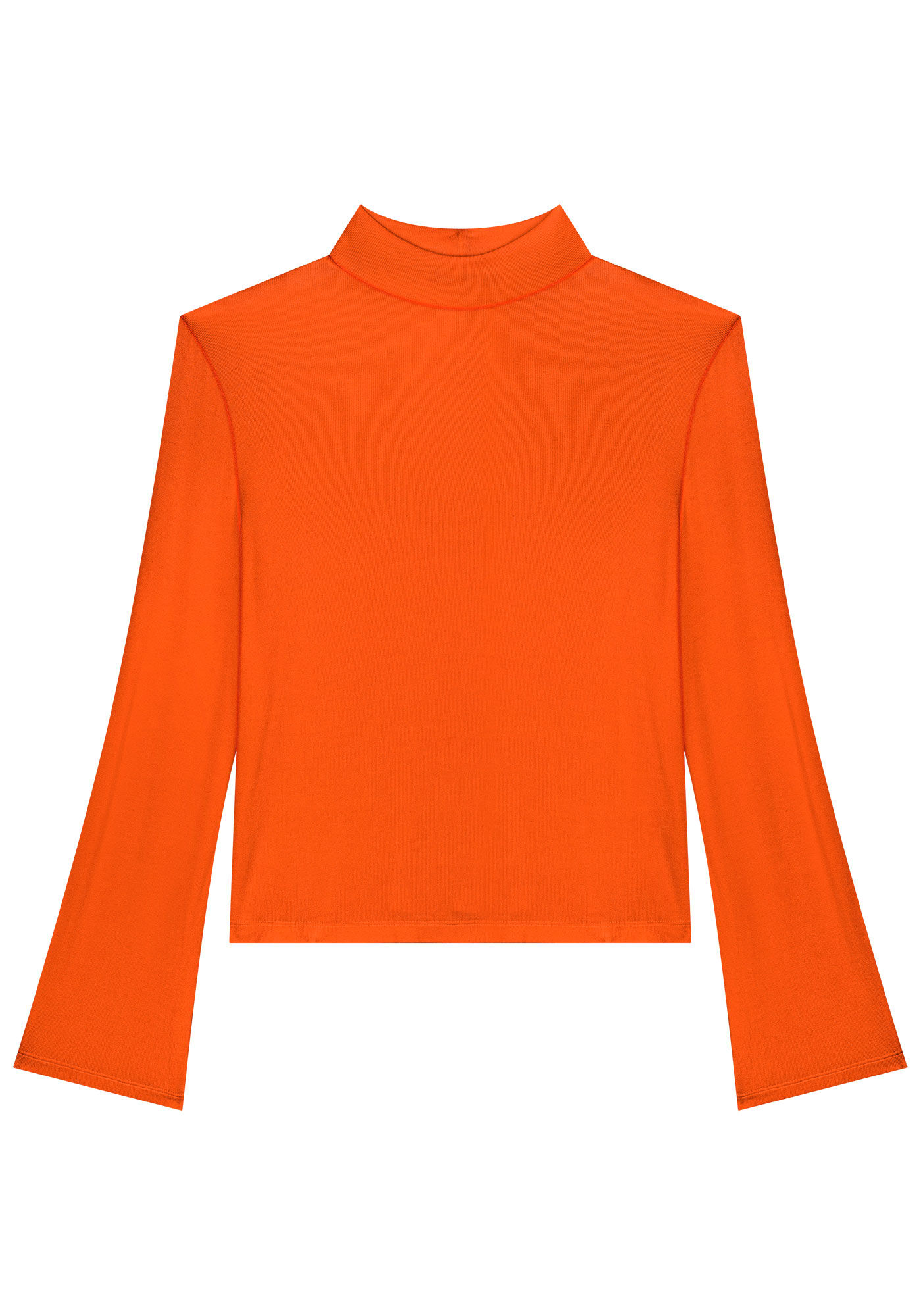 Blusa Gola Alta em Malha com Manga Flare, , large.