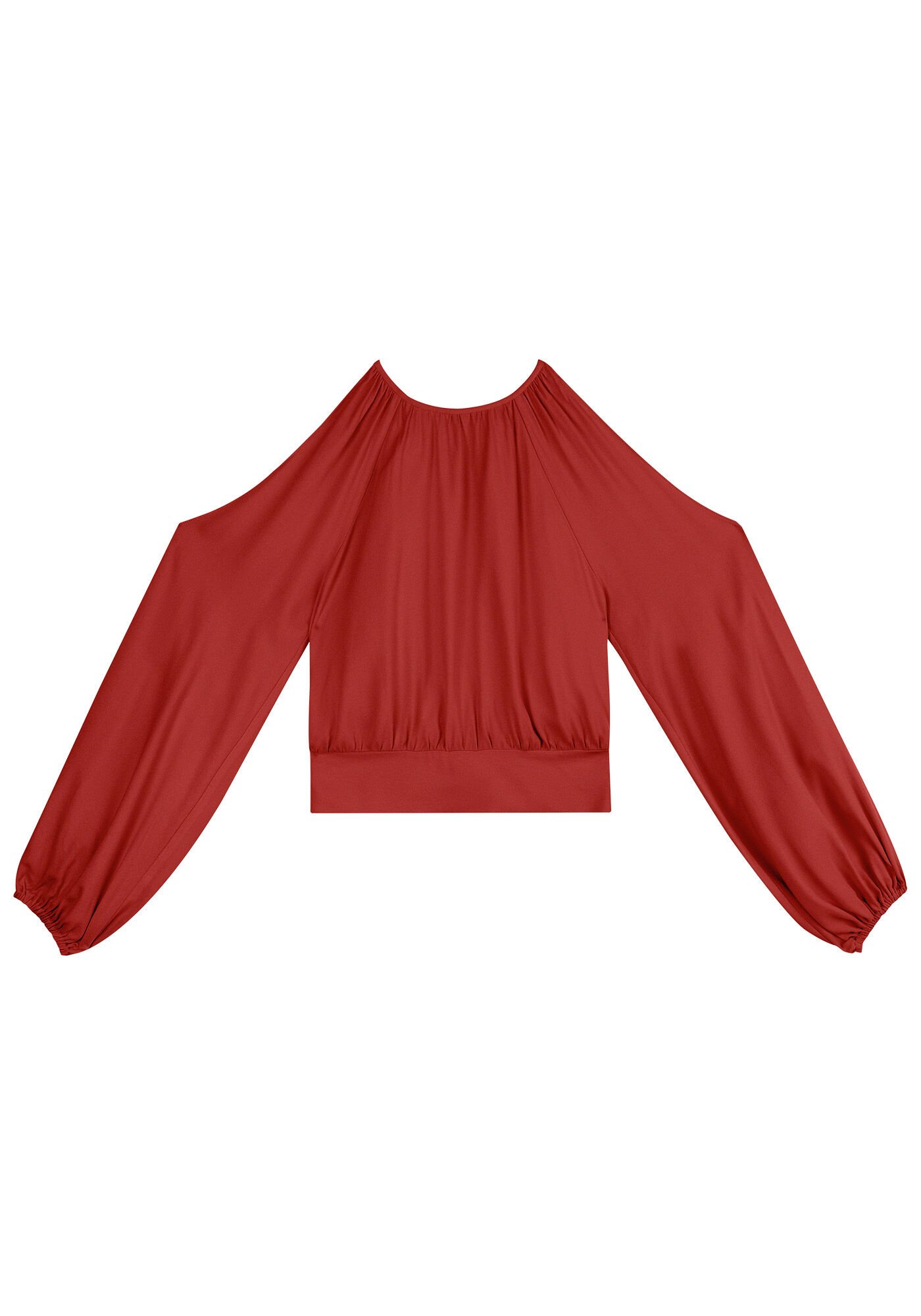 Blusa Manga Longa Bufante com Recorte Ombros, , large.