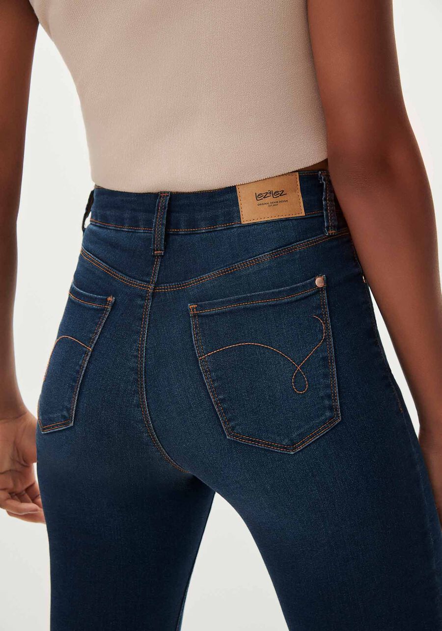 Calça Jeans Skinny Cintura Alta com Elastano, JEANS ESCURO, large.