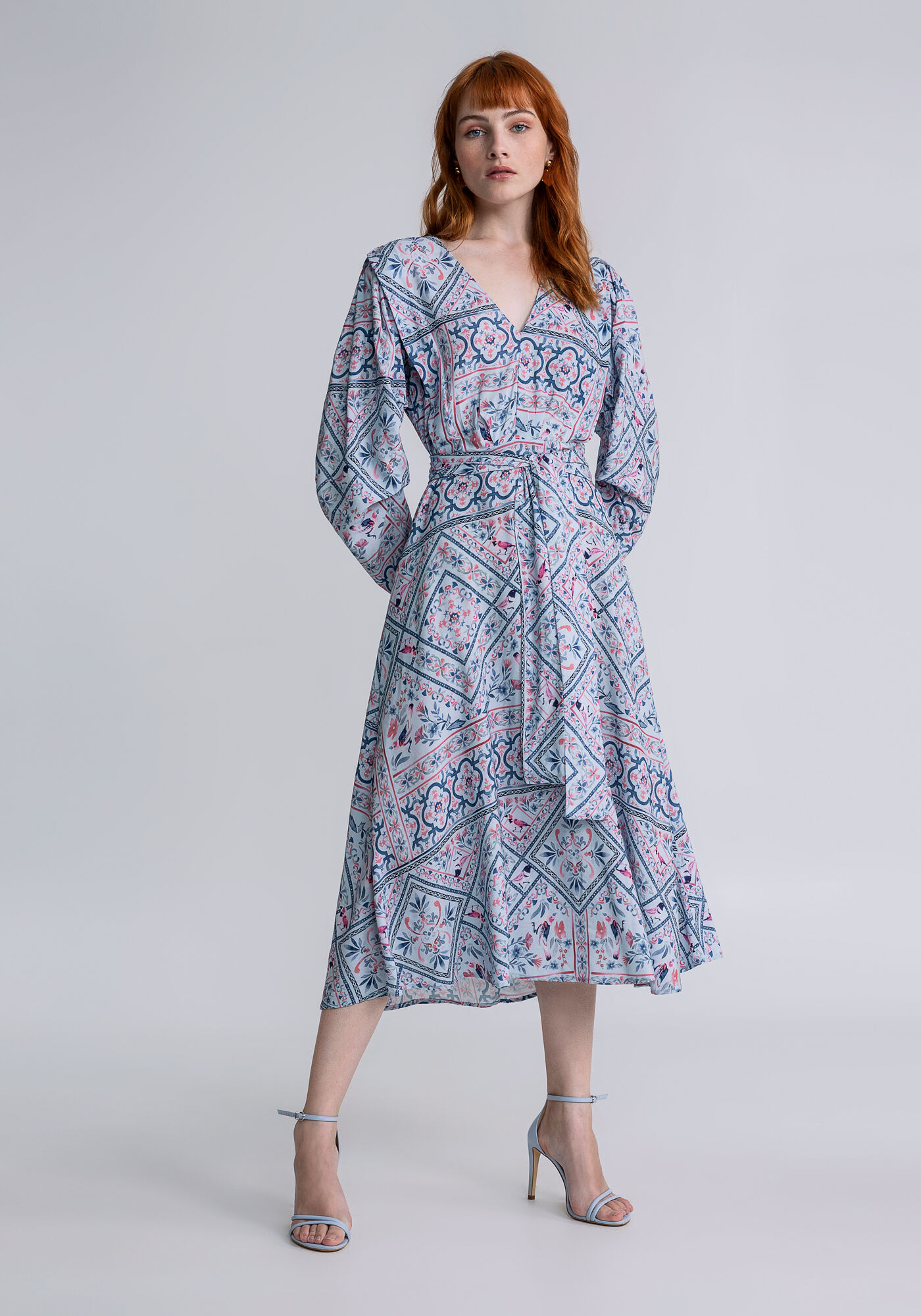 Vestido Midi Estampado Manga 3/4, SERENA, large.