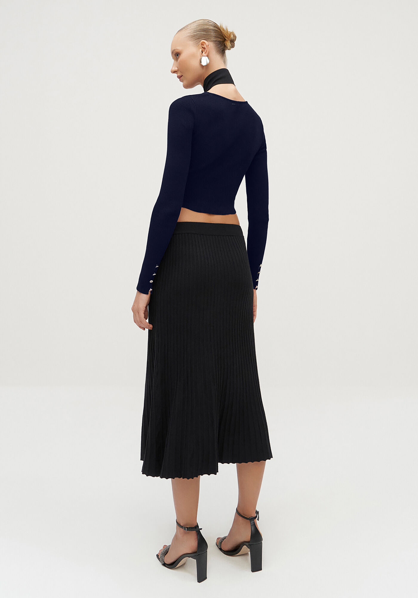 Blusa Cropped em Tric&ocirc; com Bot&otilde;es Manga, MARINHO ACTION, large.