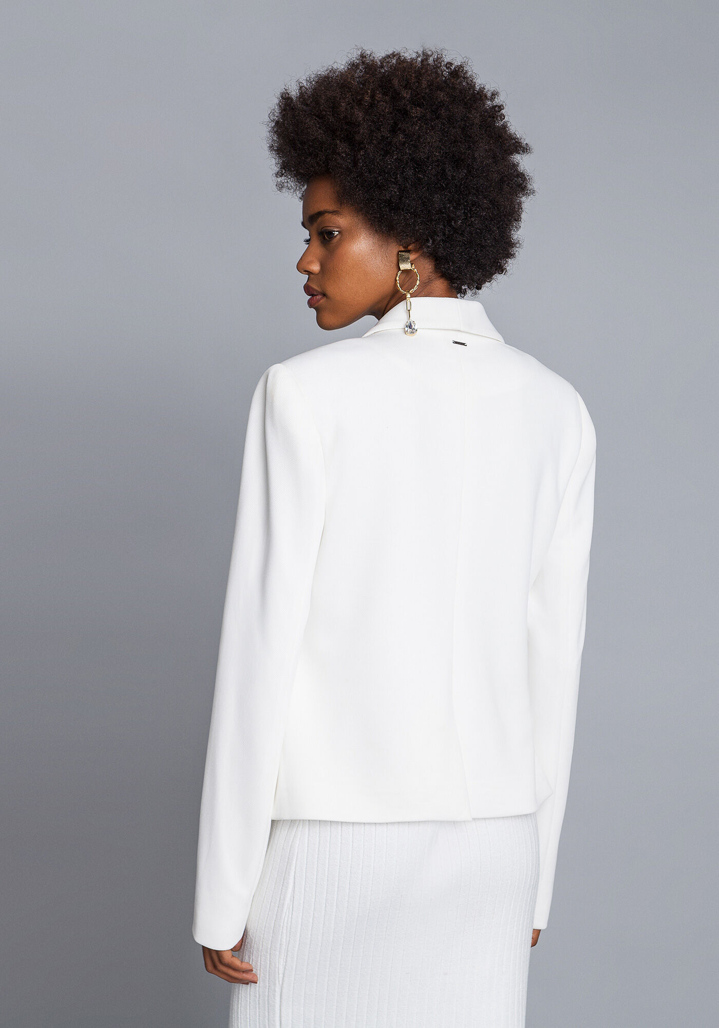 Blazer Manga Longa Minimalista, BRANCO OFF WHITE, large.