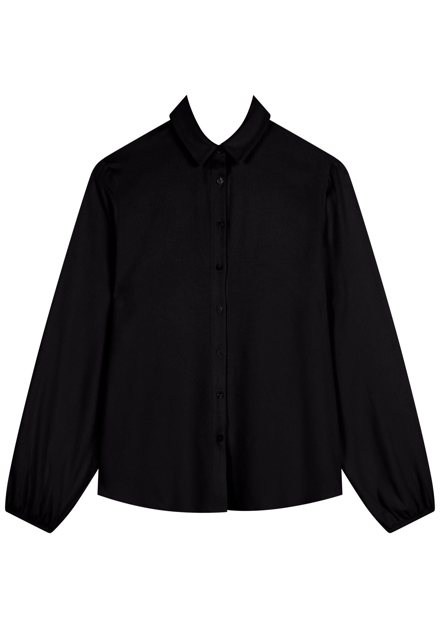 Camisa De Mangas Longas Com Punhos El&aacute;sticos Em Crepe, , large.