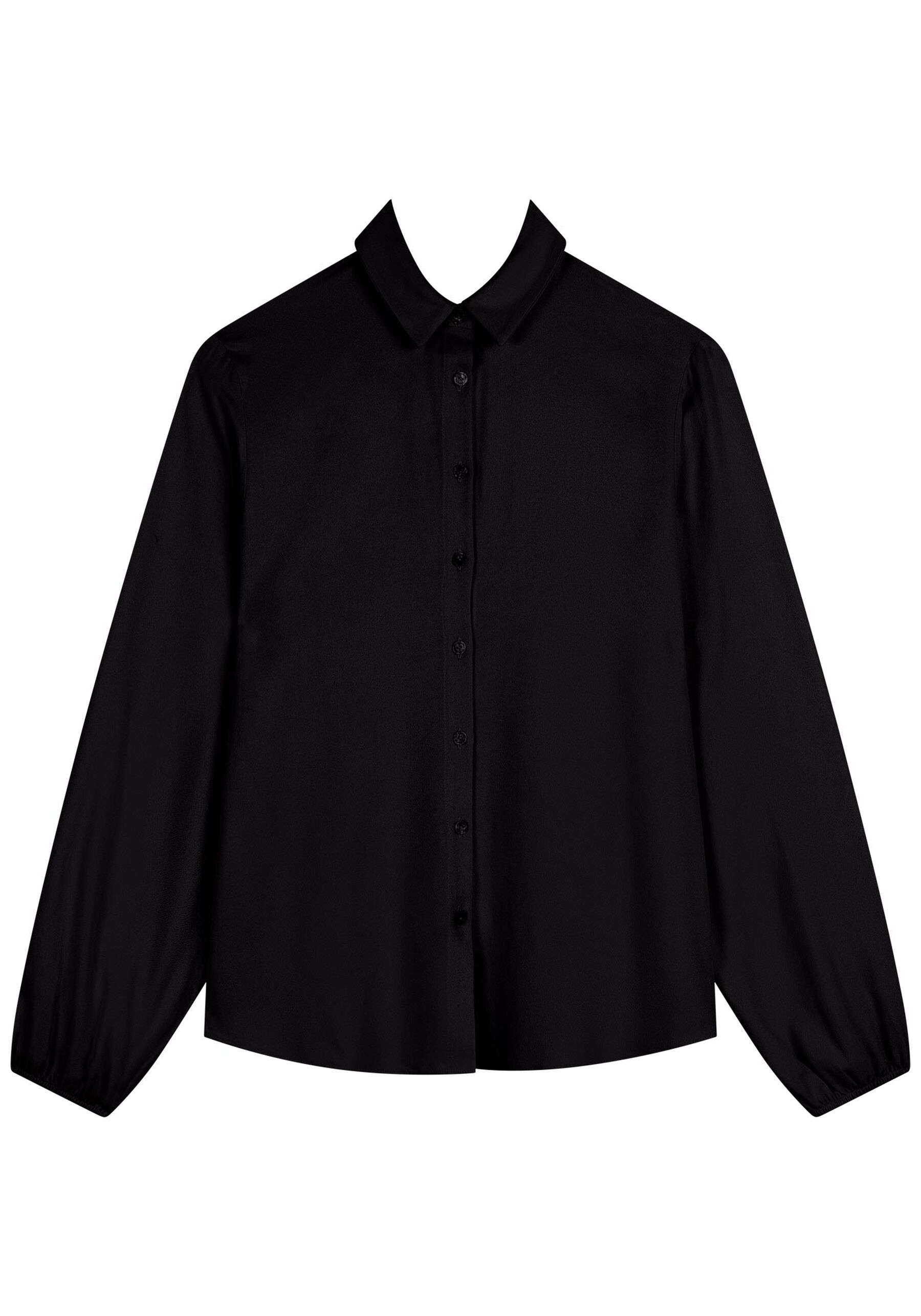 Camisa De Mangas Longas Com Punhos Elásticos Em Crepe, . Camisa De Mangas Longas Com Punhos Elásticos Em Crepe, , large.