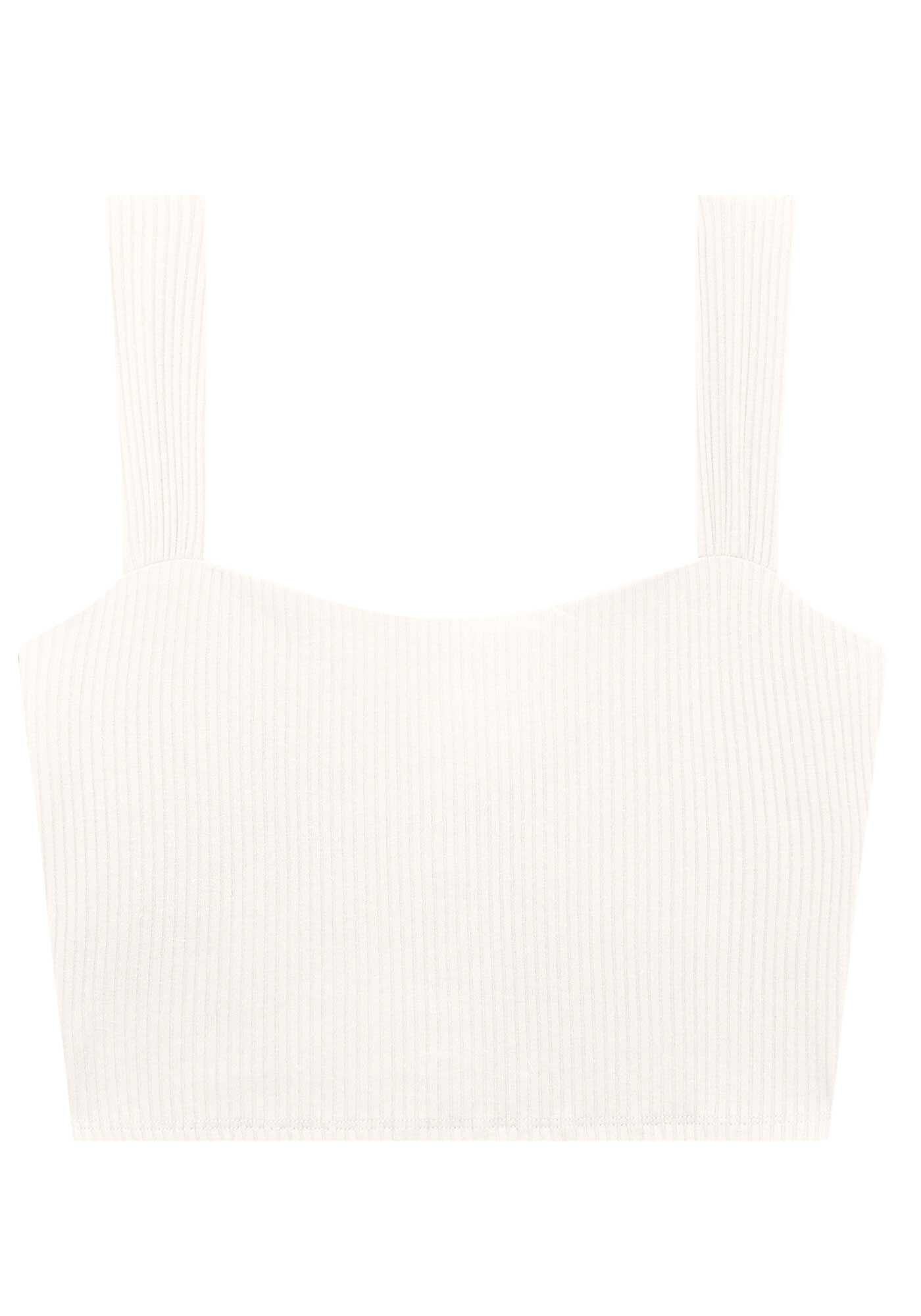 Blusa com Al&ccedil;as Cropped Canelada, BRANCO OFF WHITE, large.