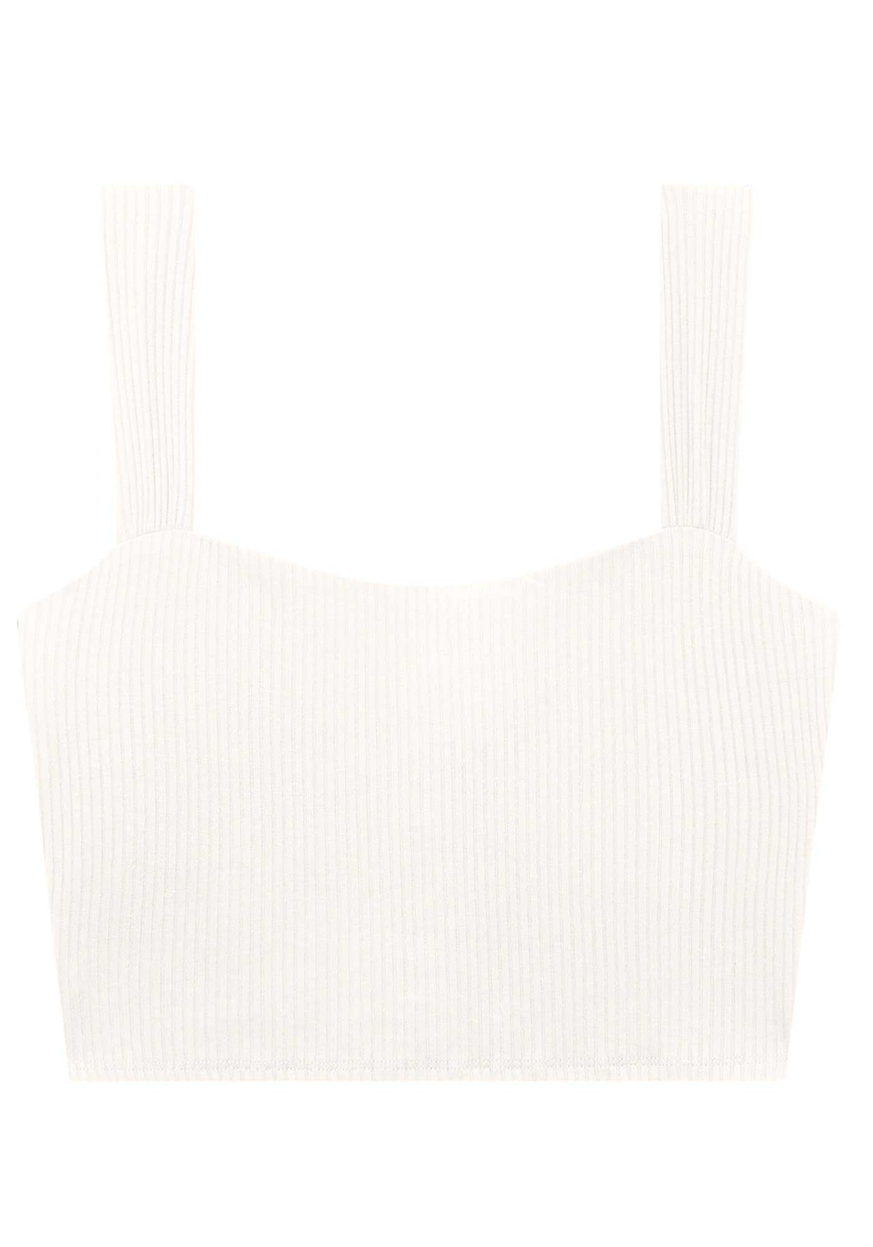 Blusa com Alças Cropped Canelada, BRANCO OFF WHITE. Blusa com Alças Cropped Canelada, BRANCO OFF WHITE, large.